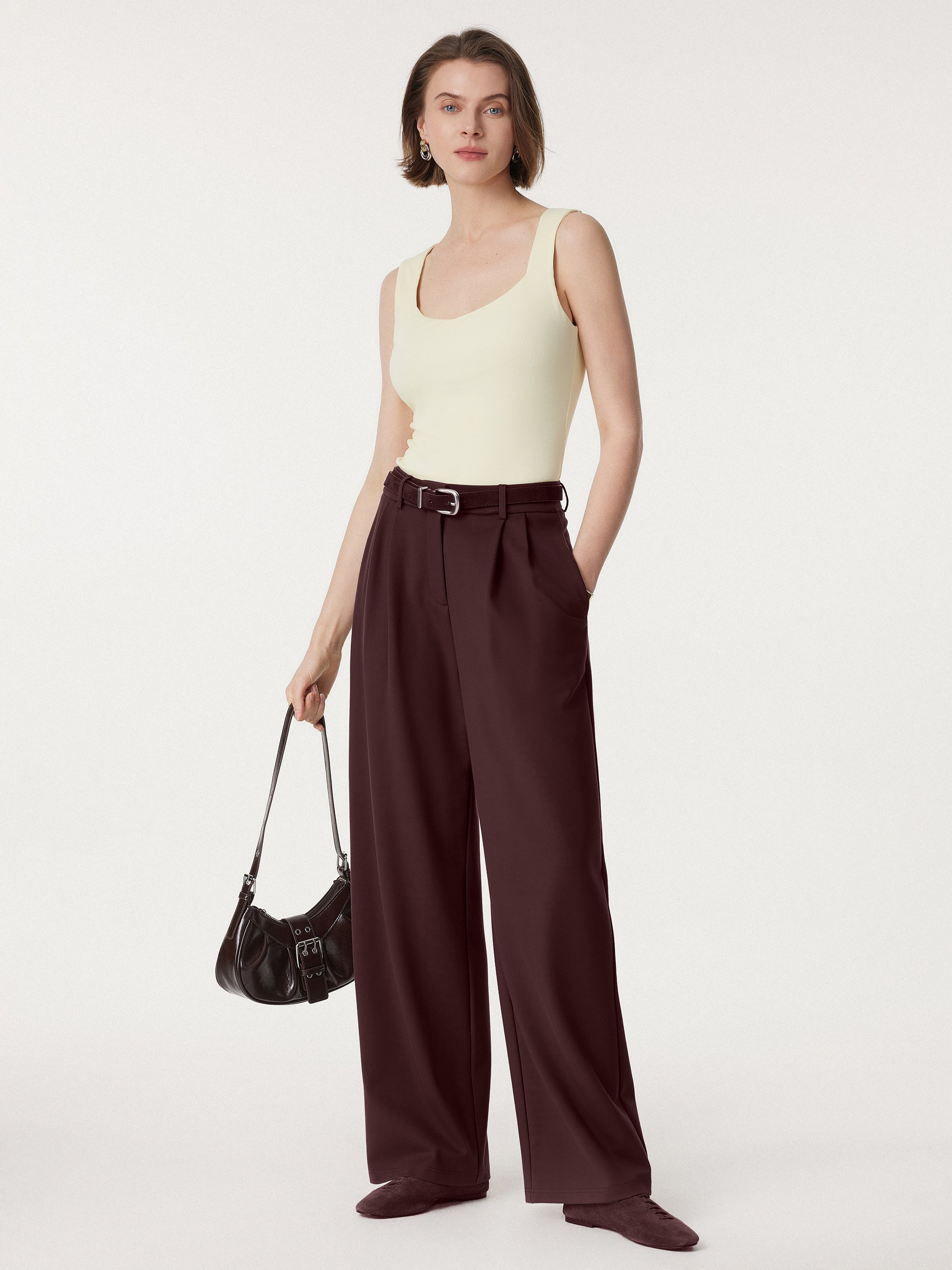 2Pcs Set Waistcoat with Pockets & Wide Leg Pant with Pockets