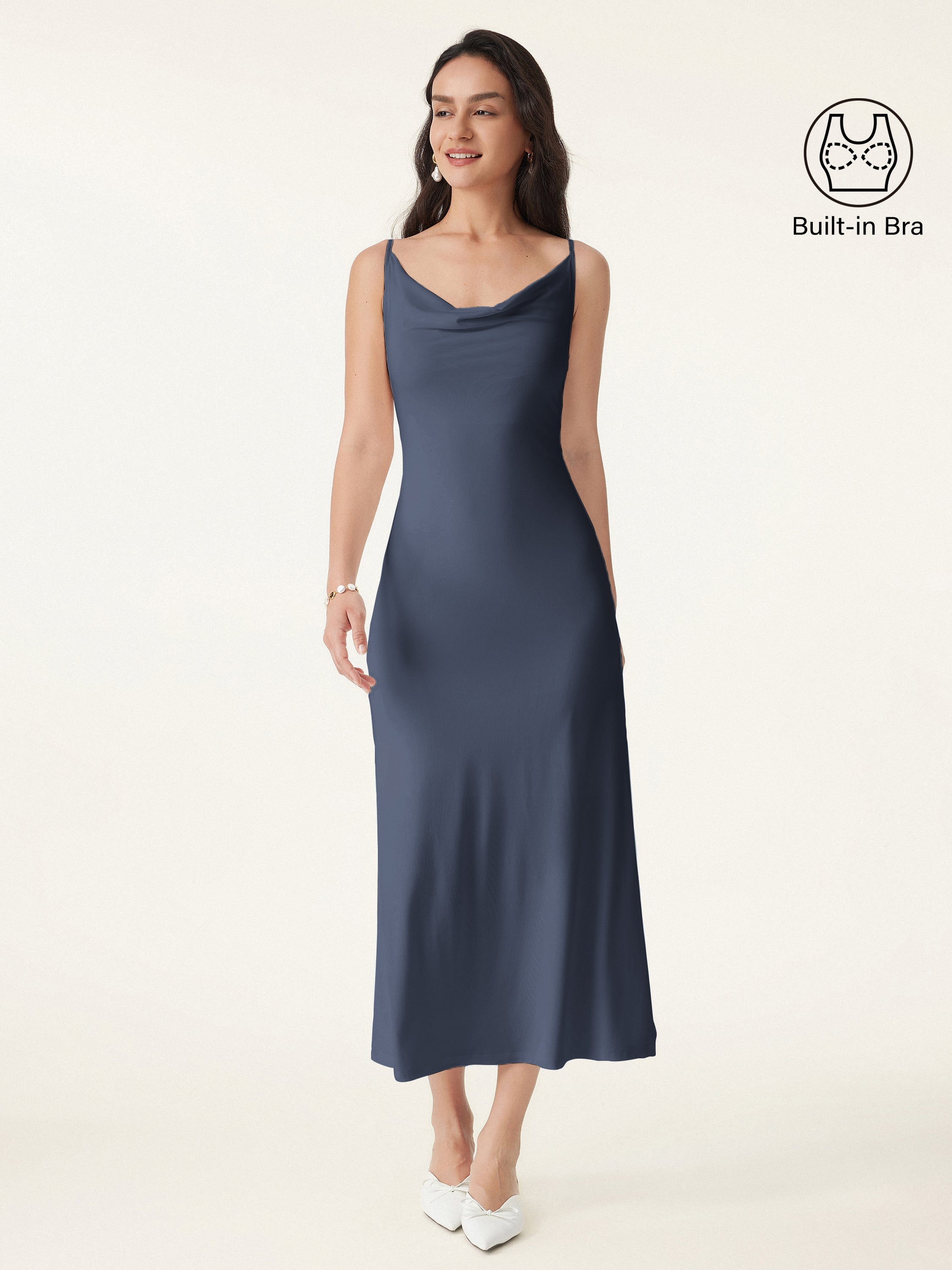 Effortless Vacay Cowl Neck Midi Brami Dress