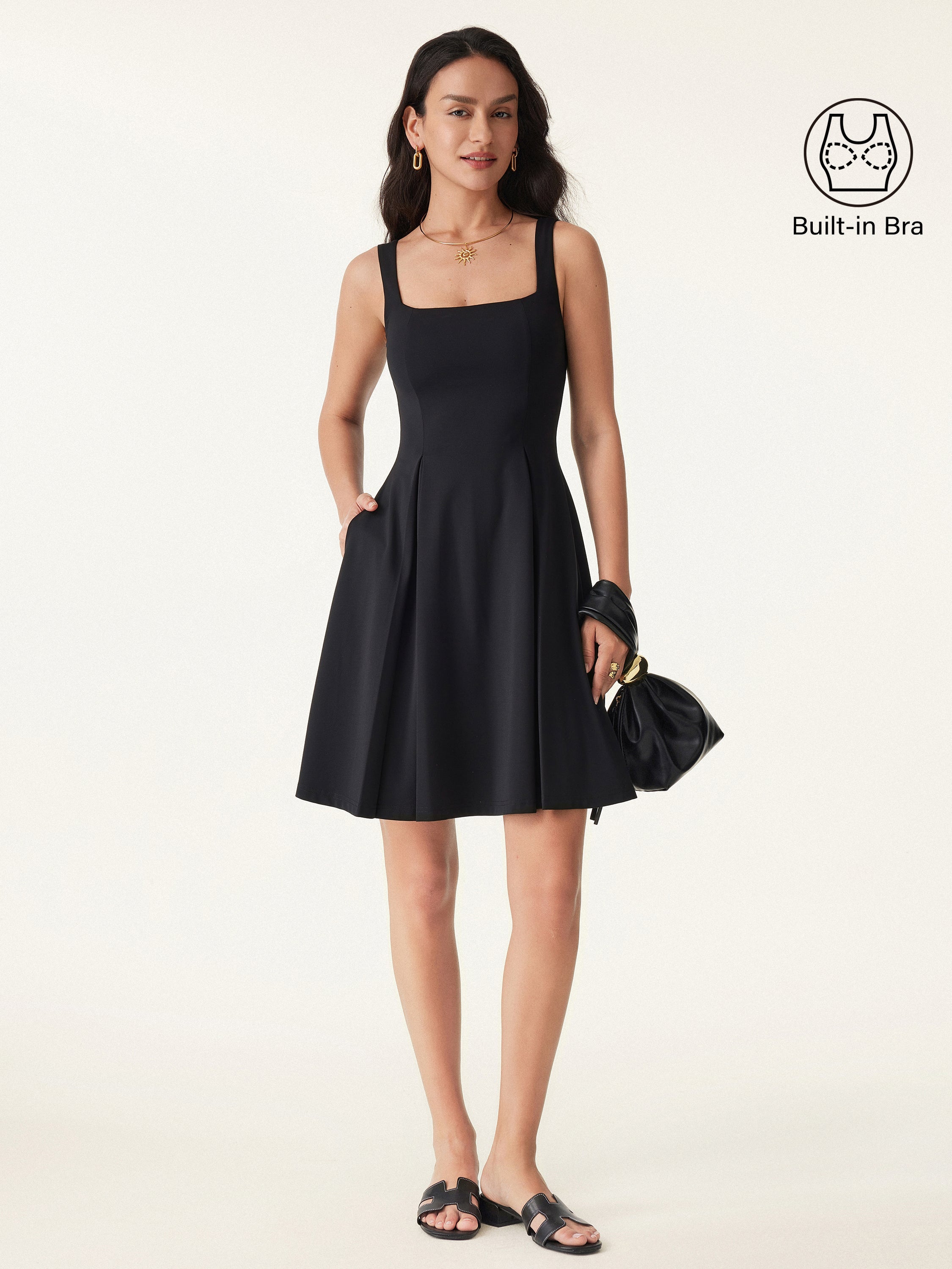 Square Neck Fit-and-flare Mini Brami Dress