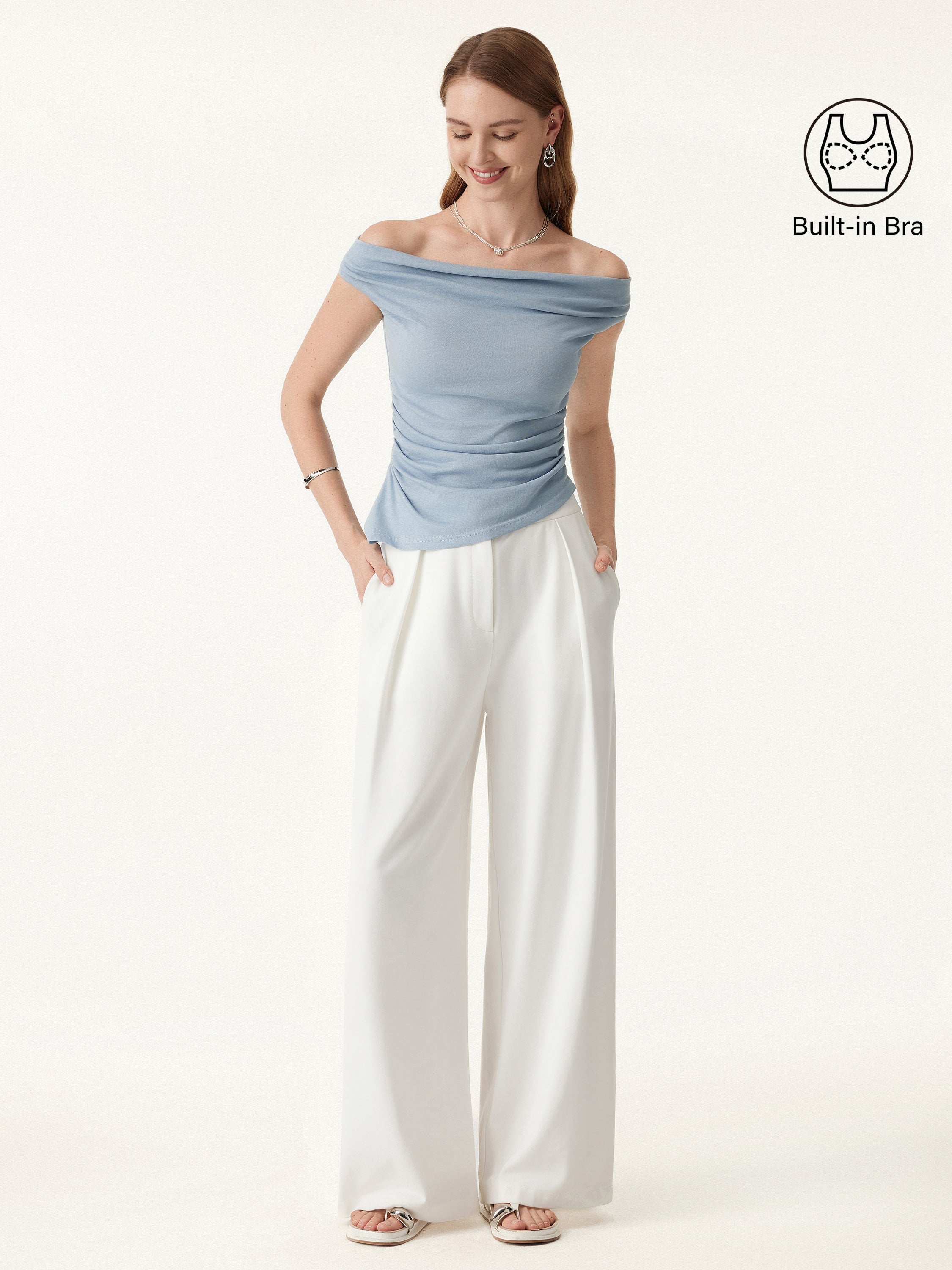 Off Shoulder Cotton-Linen Gathered New Airy Brami
