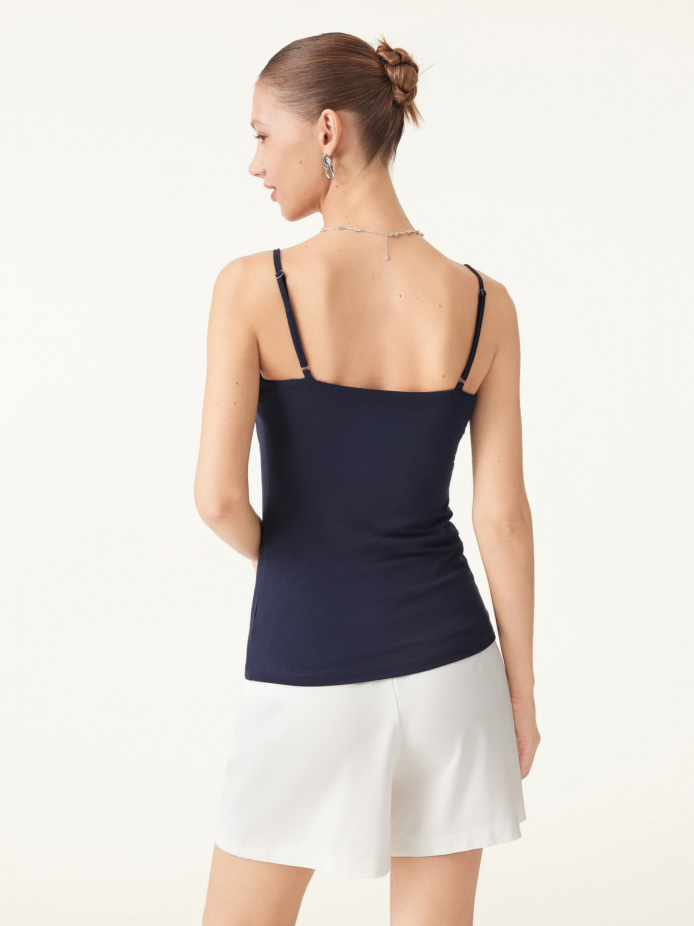 Scoop Neck Gathered Spaghetti Brami Top