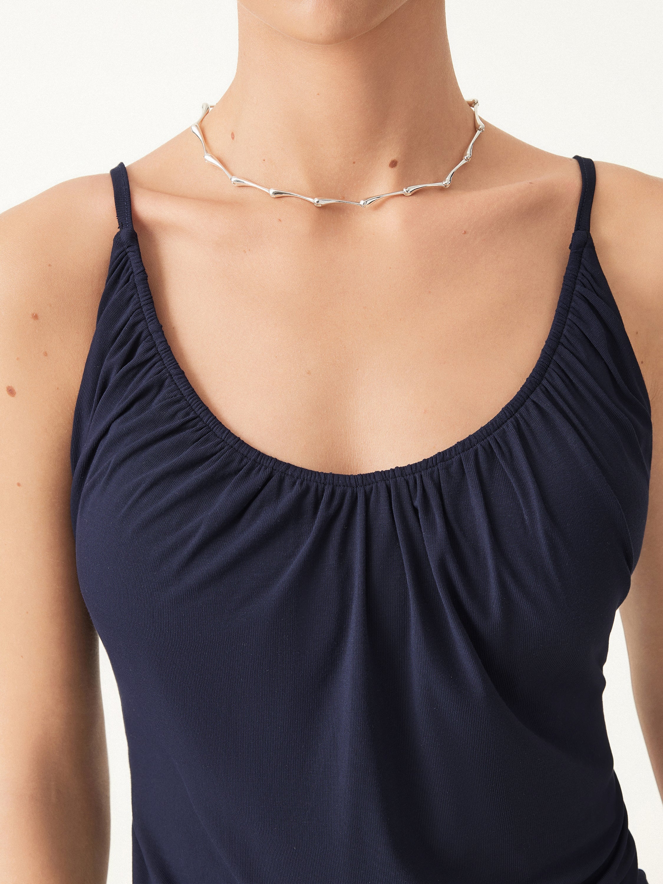 Scoop Neck Gathered Spaghetti Brami Top