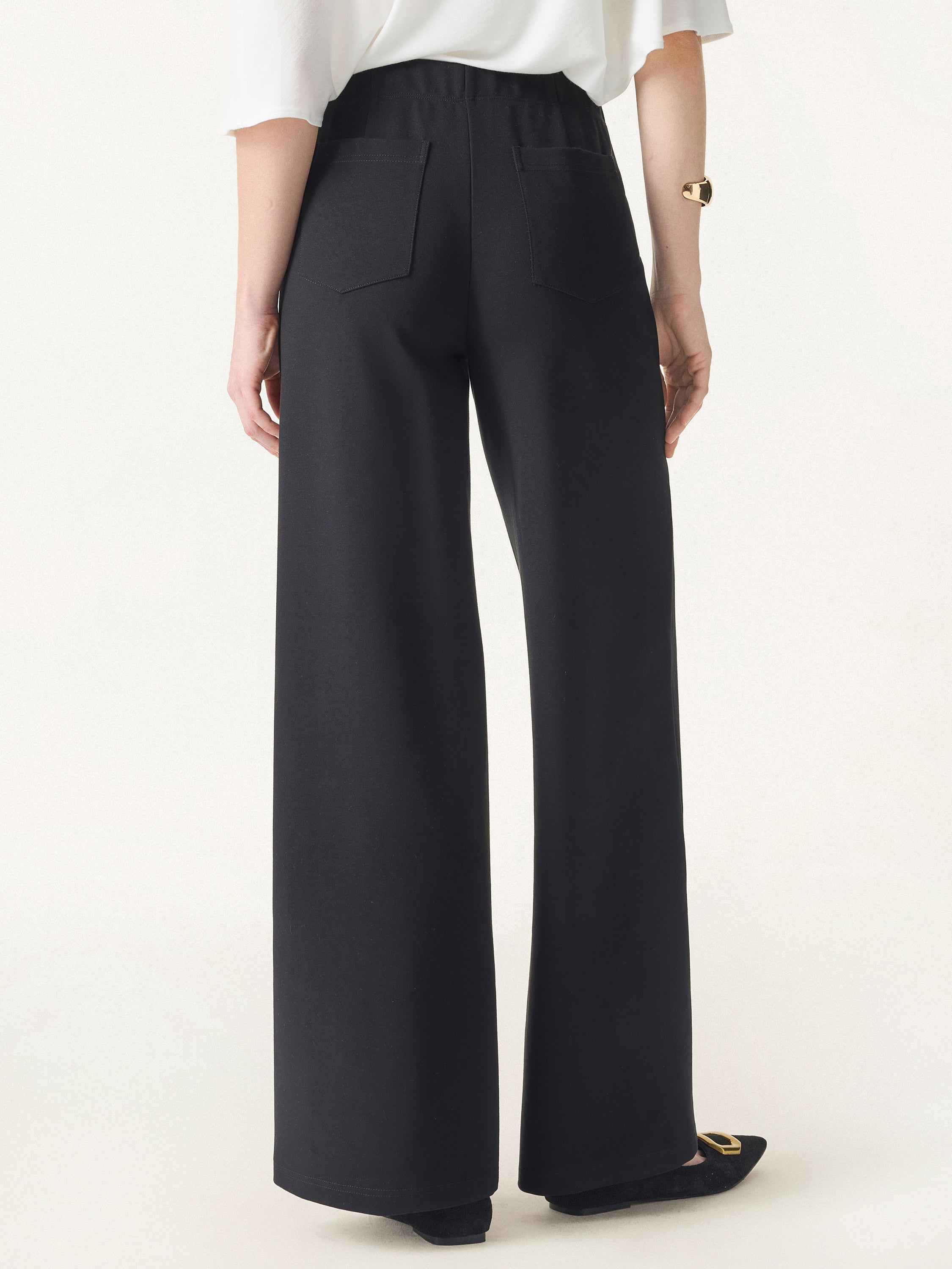 Tummy-Smooth Wide Leg Pull-on Pants with Pockets