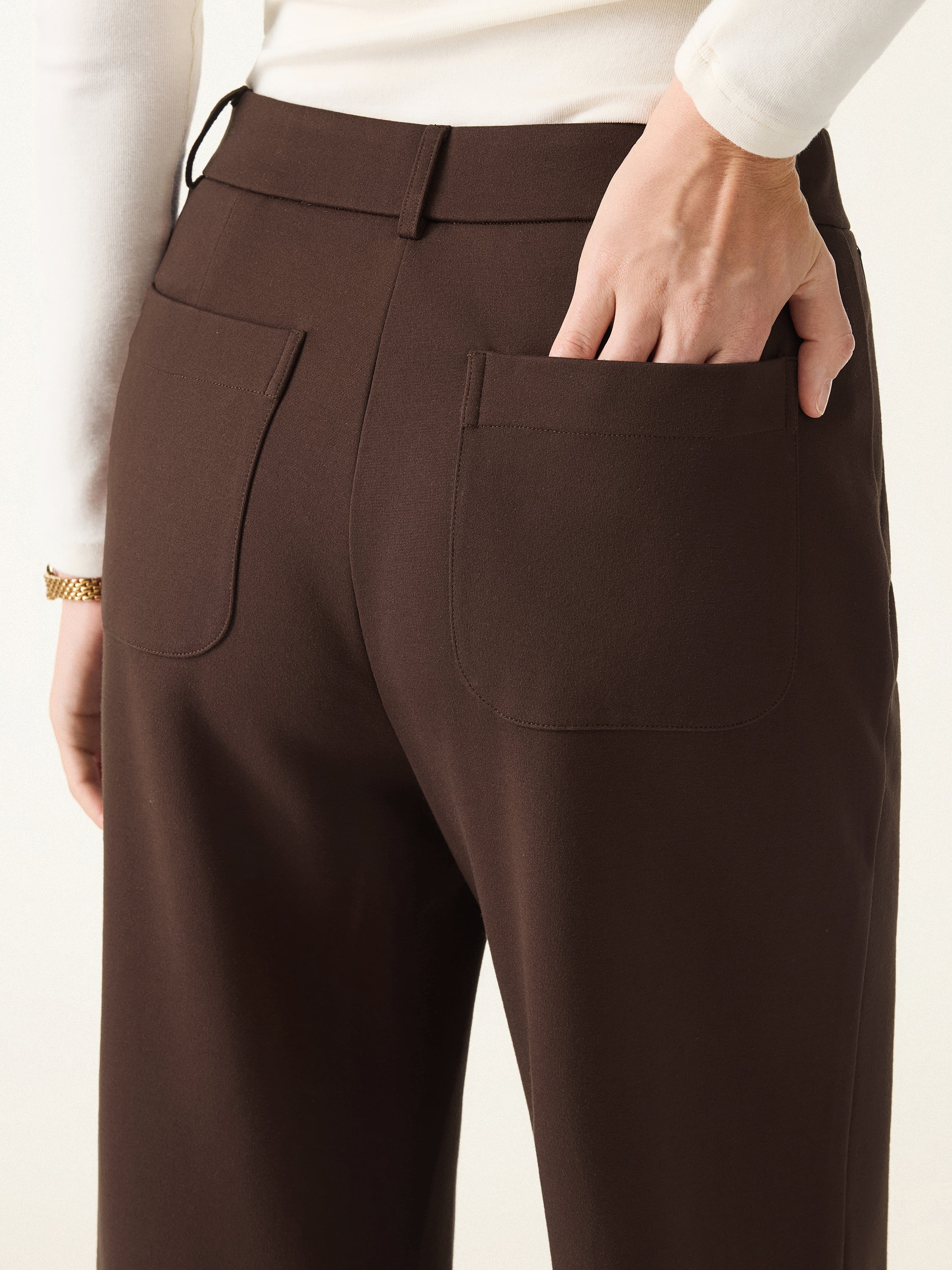High Rise Wide Leg Trousers with Zippered Pockets