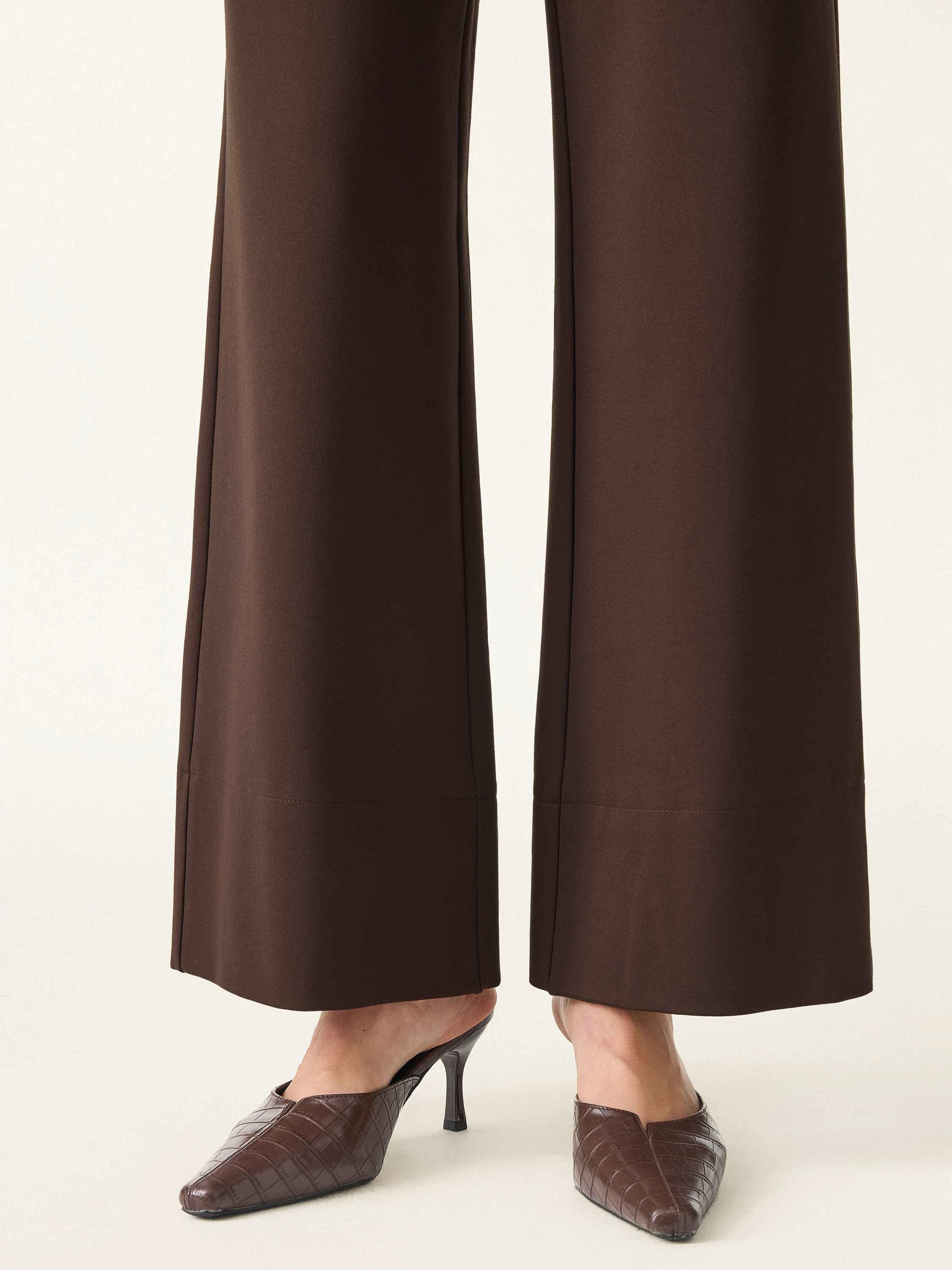 High Rise Wide Leg Trousers with Zippered Pockets