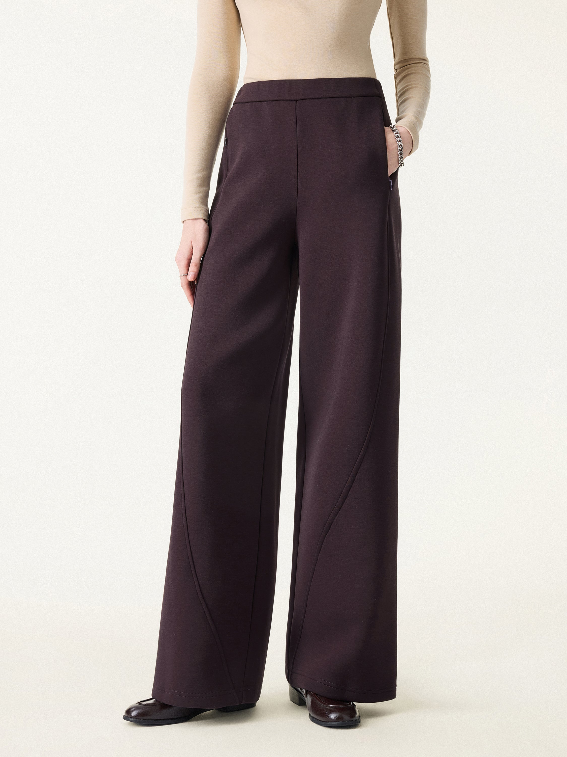 DoubleWarm High Rise Wide Leg Pull-on Pants with Pockets