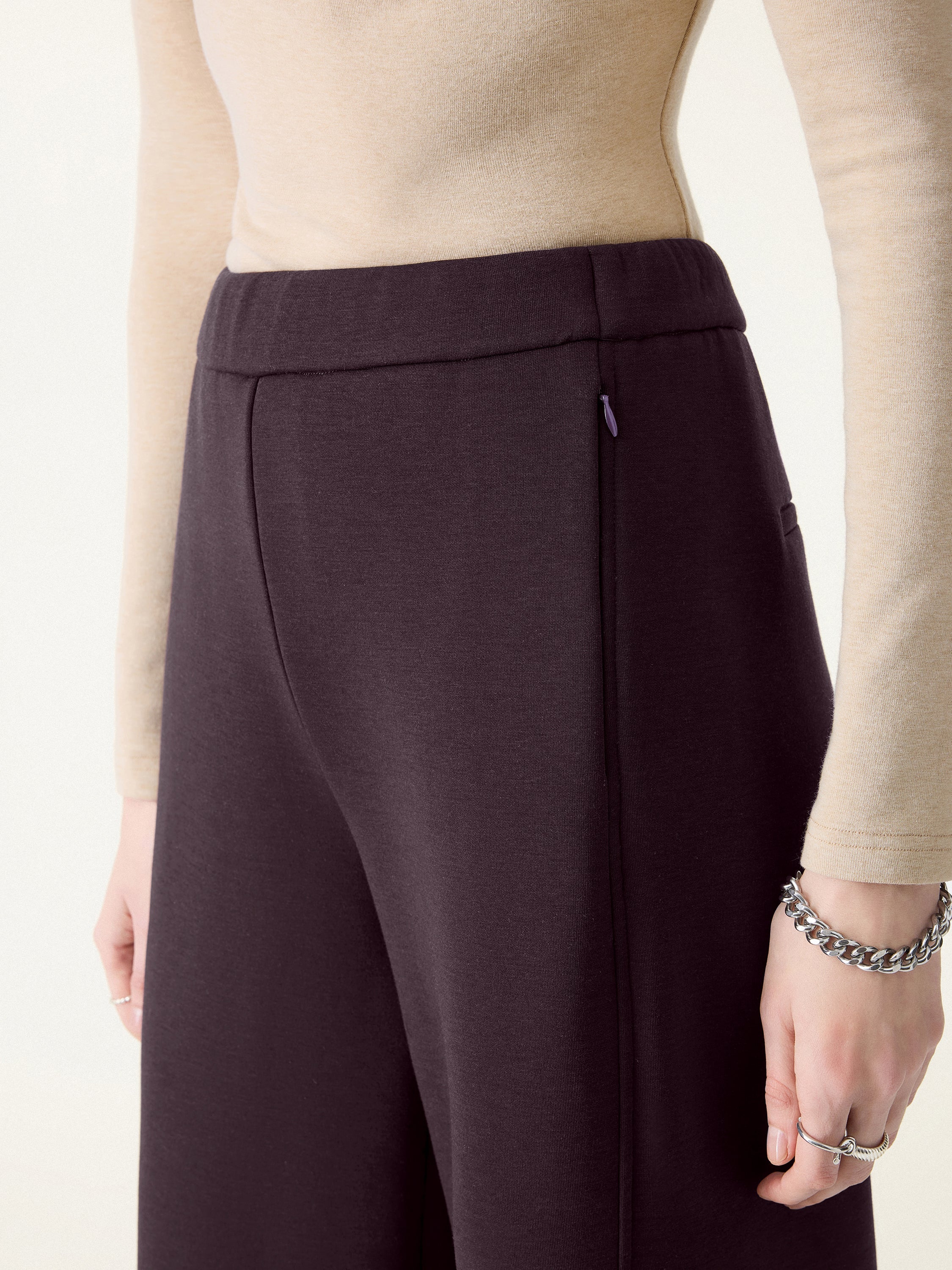 DoubleWarm High Rise Wide Leg Pull-on Pants with Pockets