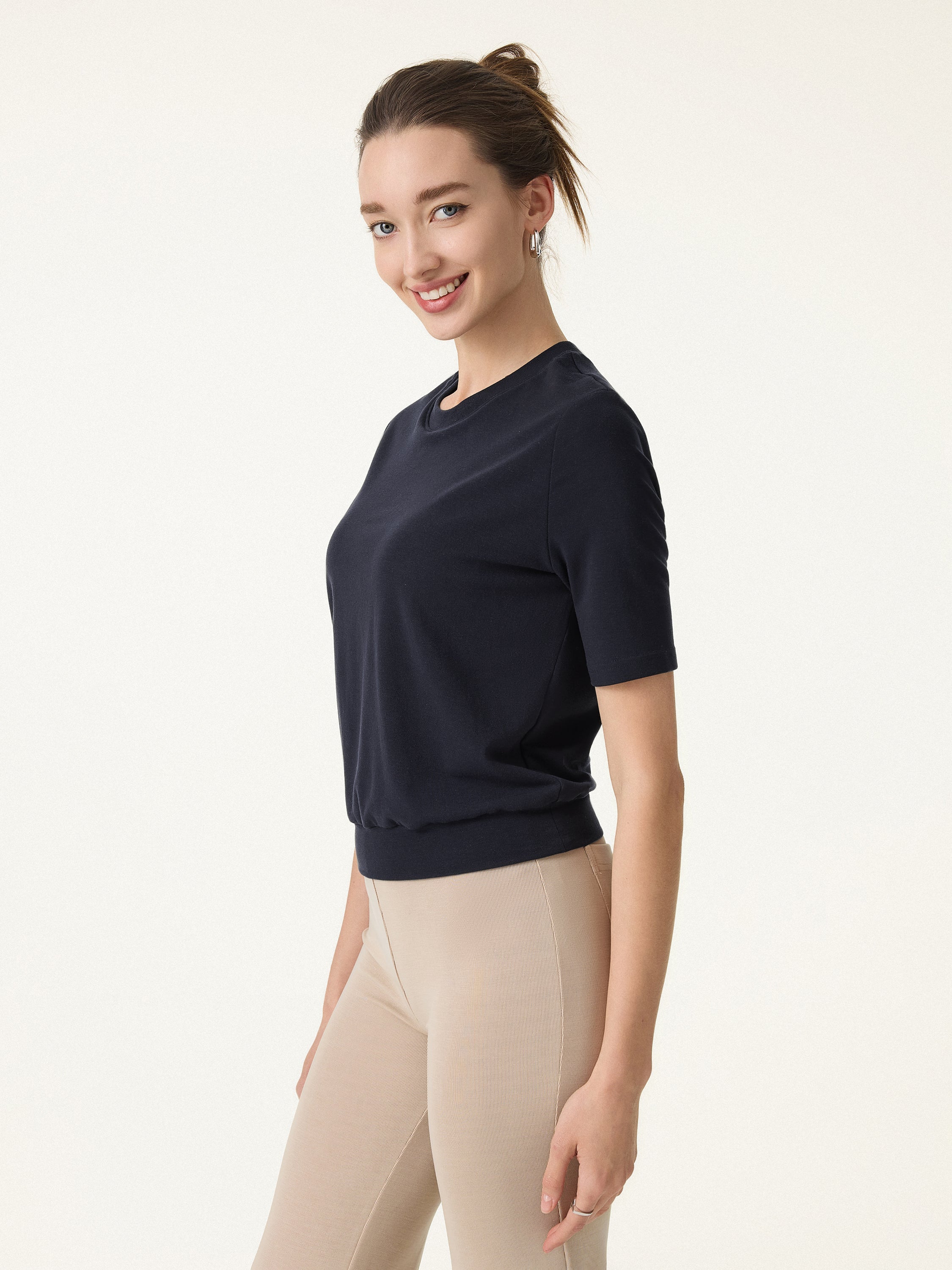 Lyocell Wool Crewneck Brami with Banded Hem