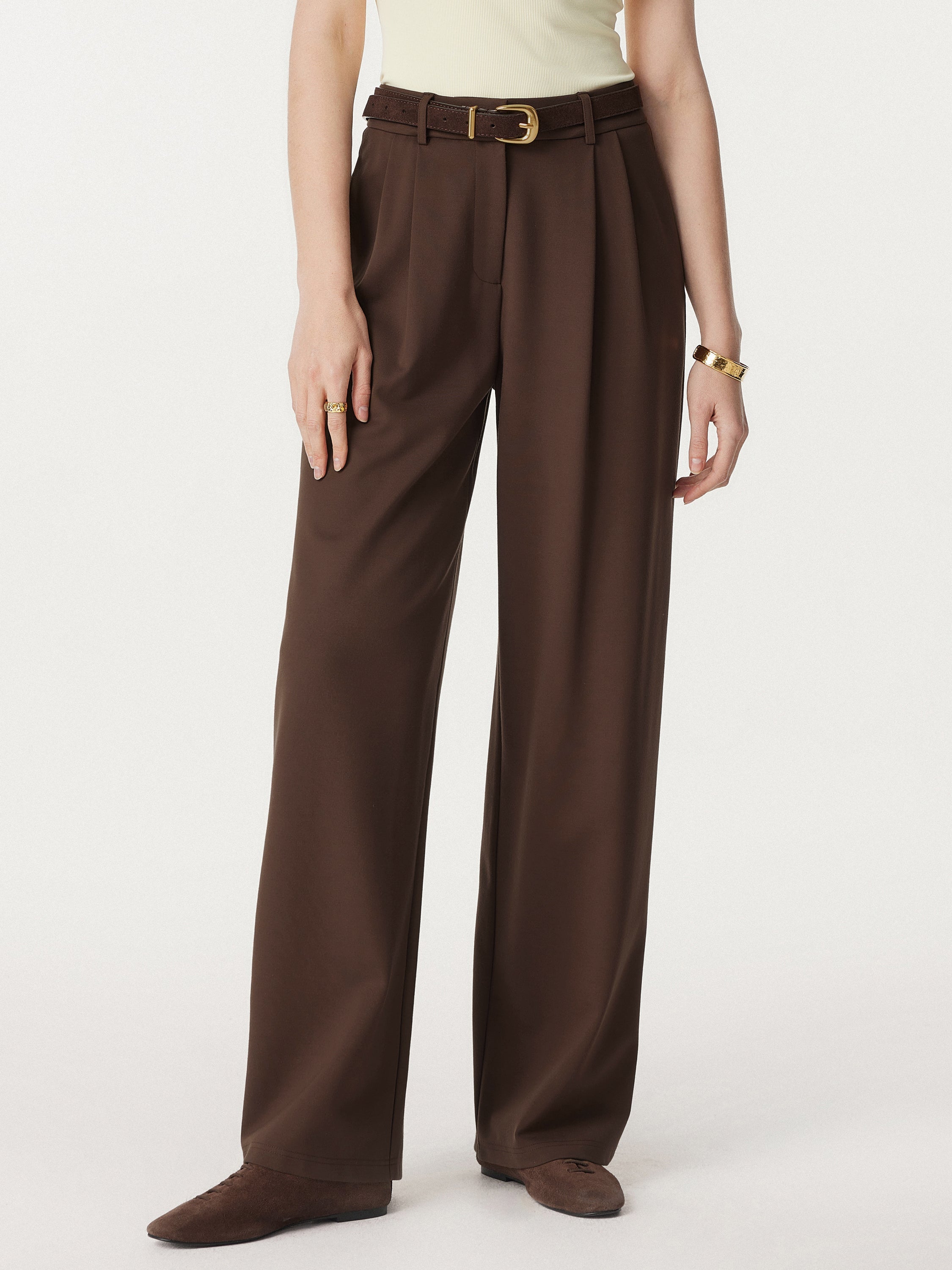 2Pcs Set V-neck Brami Tank & Wide Leg Pant with Pockets