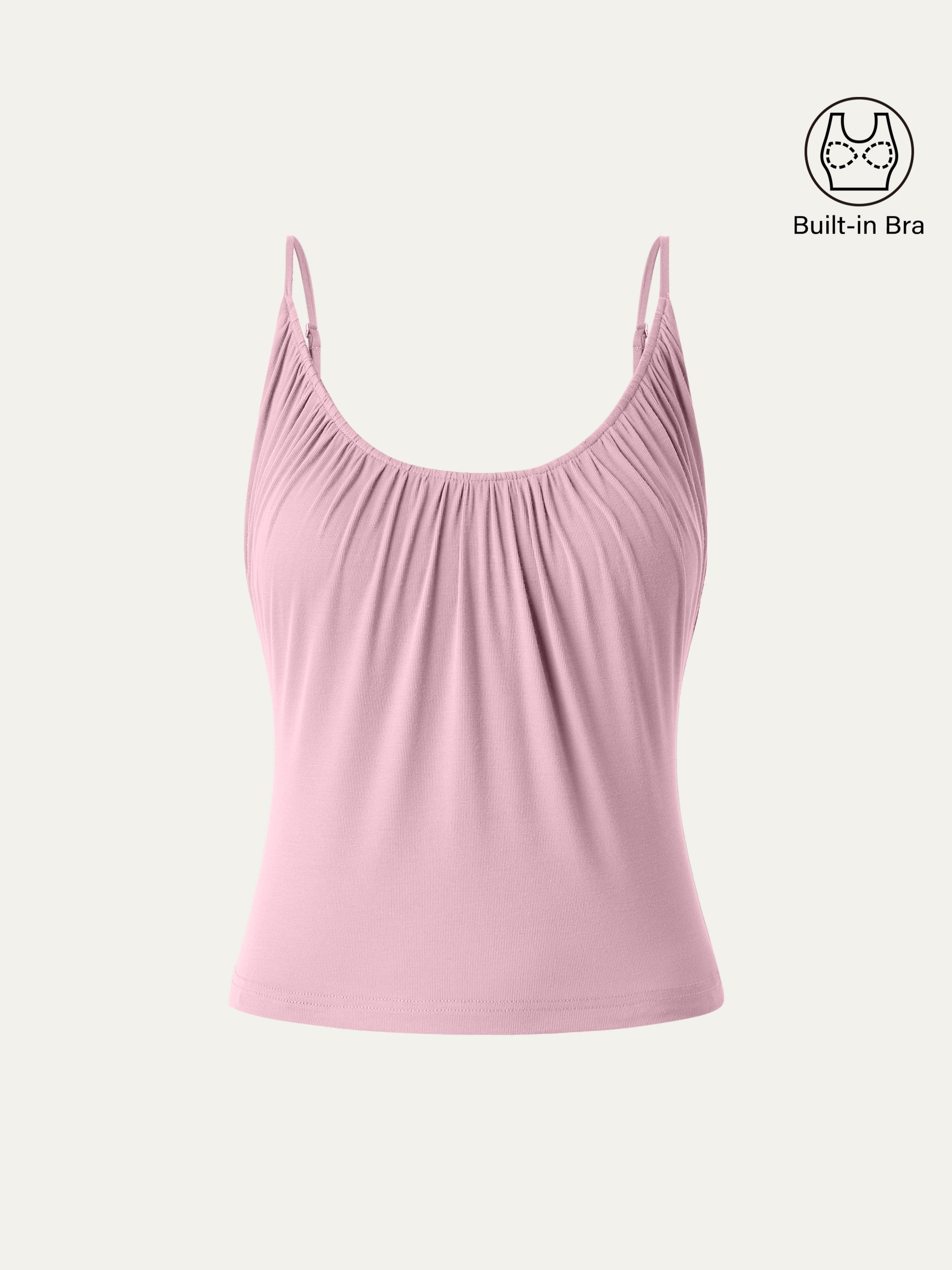 Scoop Neck Gathered Spaghetti Brami Top