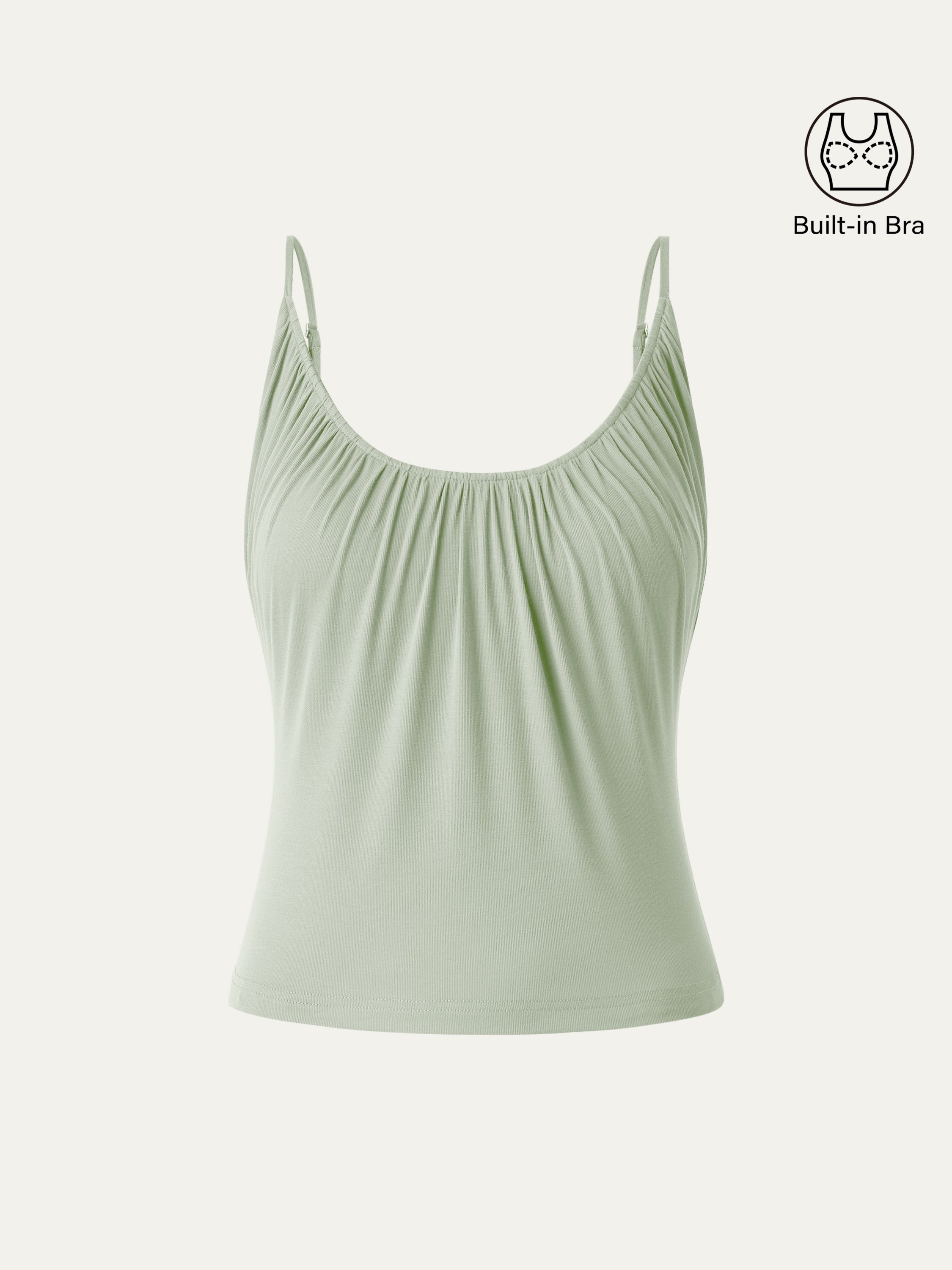 Scoop Neck Gathered Spaghetti Brami Top