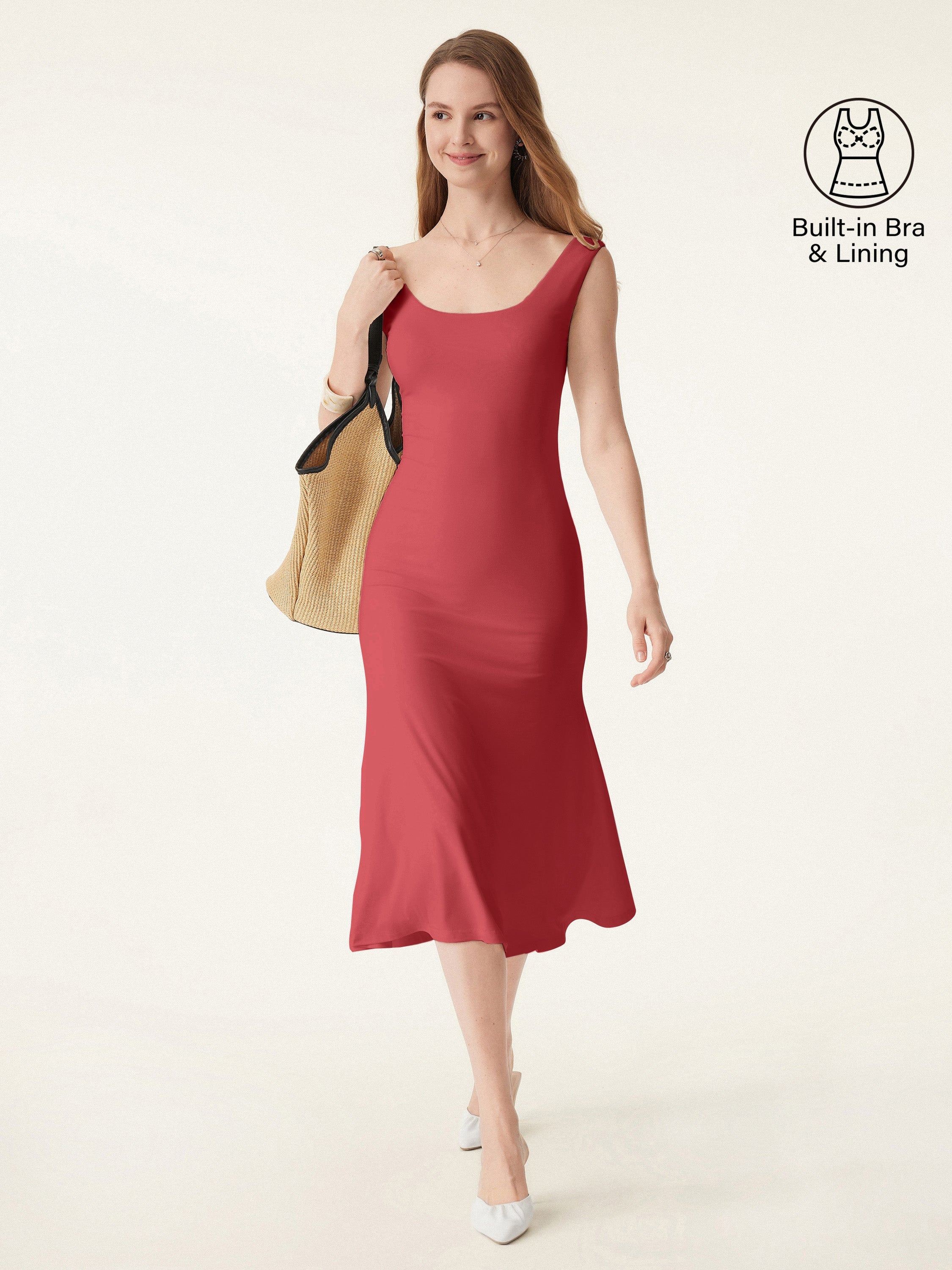 Scoop Neck Midi Low Back Brami Dress