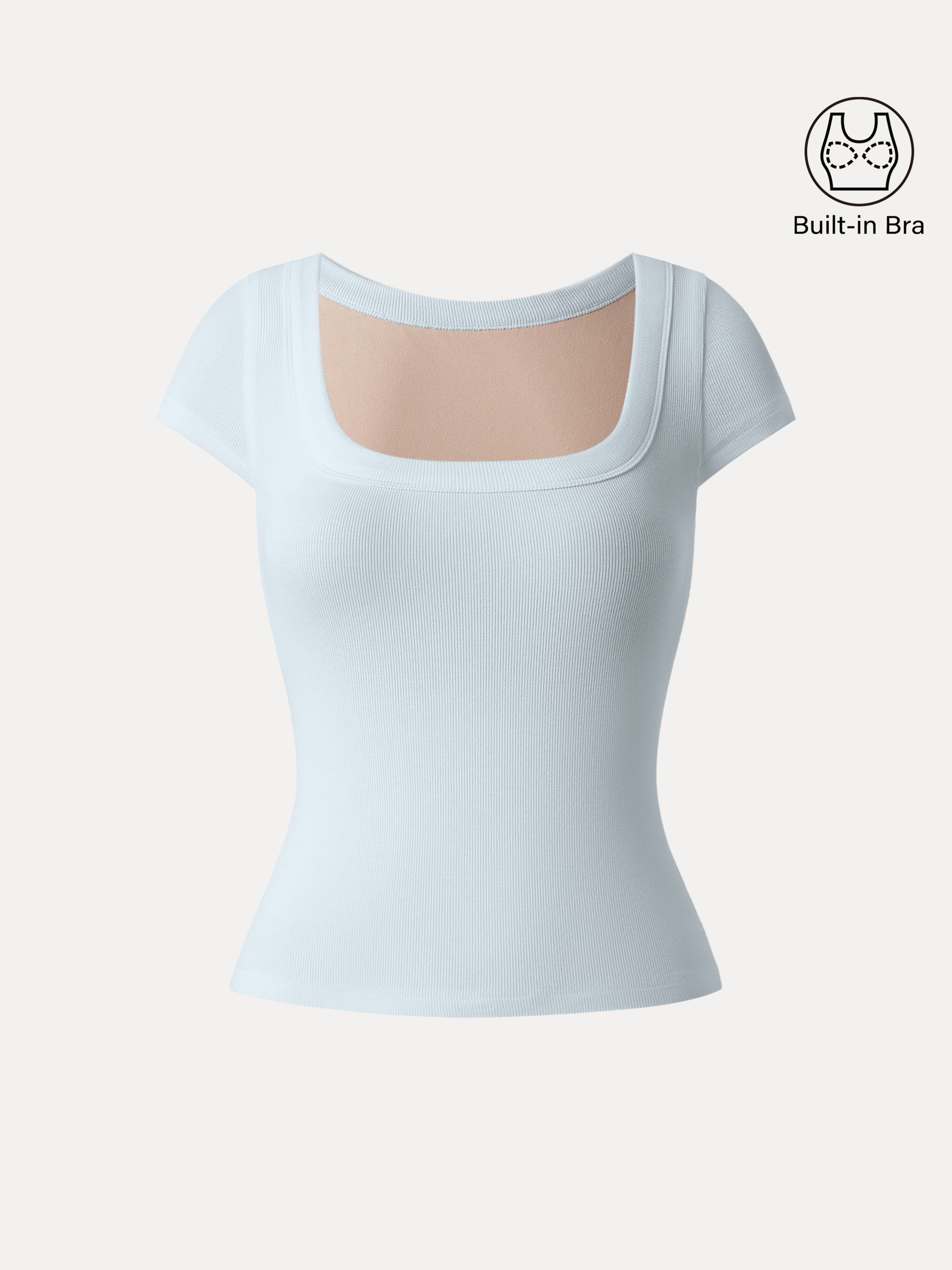 Stretch Cotton Square Neck Cap Sleeve Brami