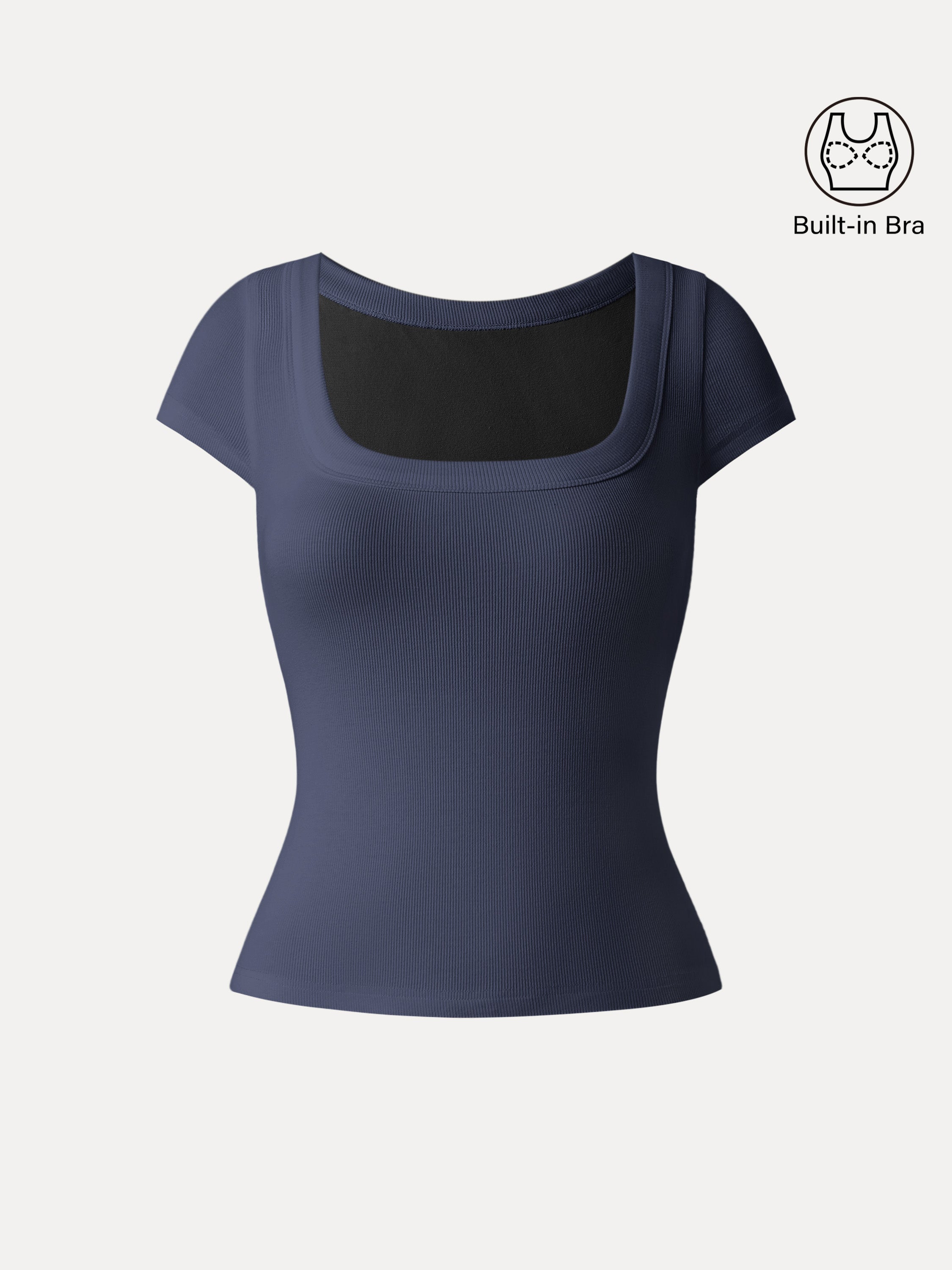 Stretch Cotton Square Neck Cap Sleeve Brami