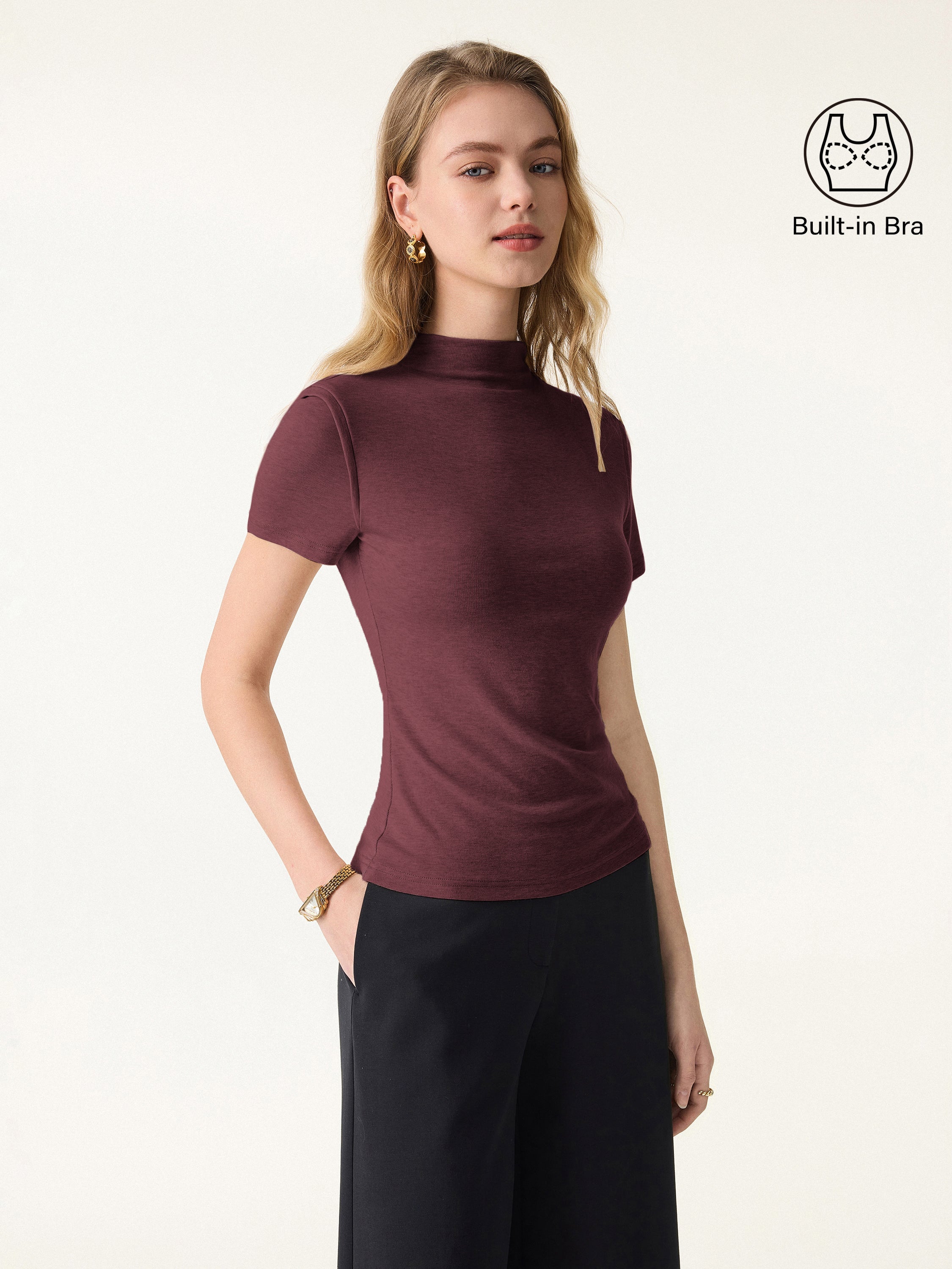 Lyocell Wool Mockneck Short Sleeve Brami