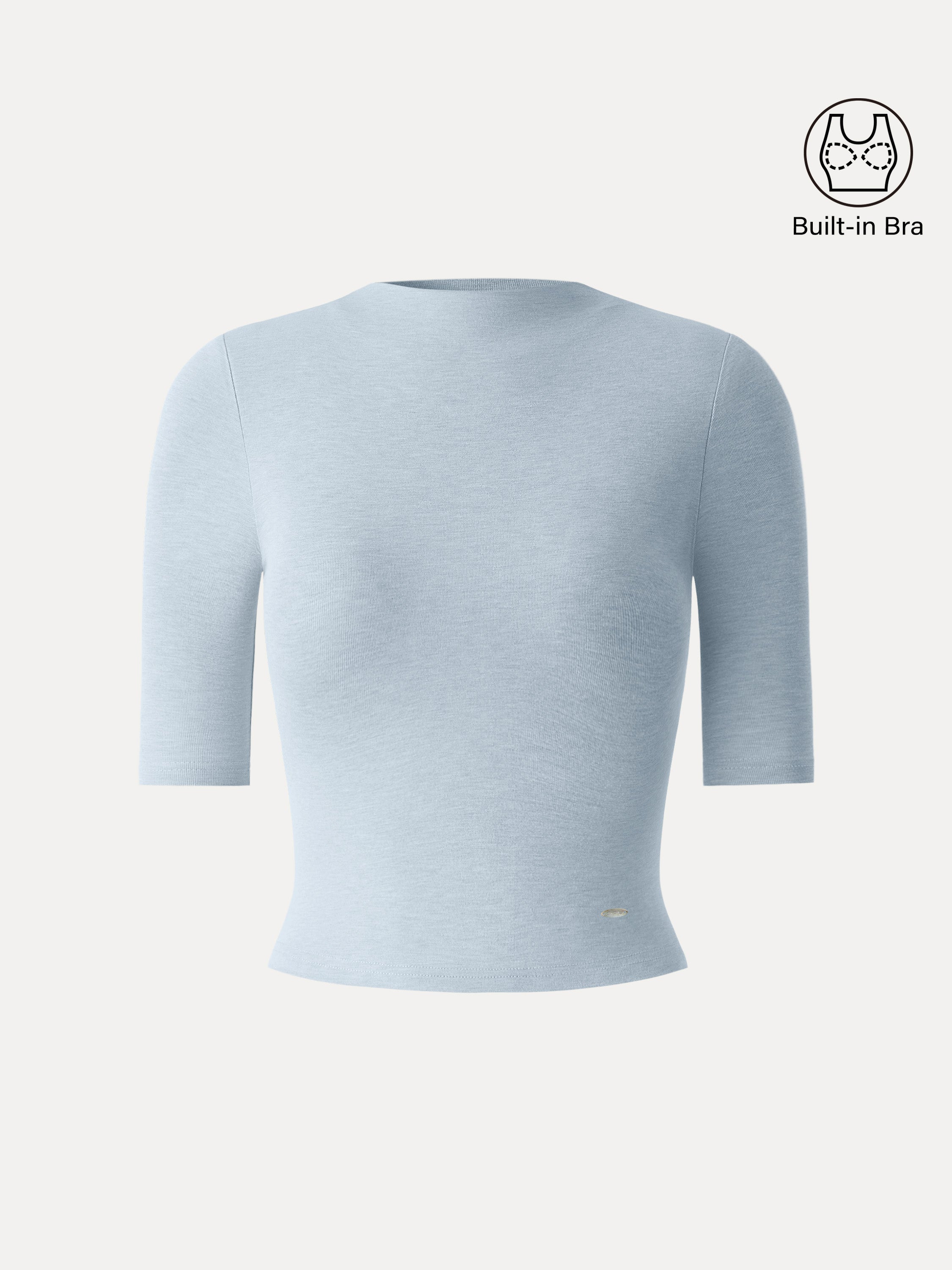 Modal Blend Mockneck Elbow Sleeve Cropped Brami