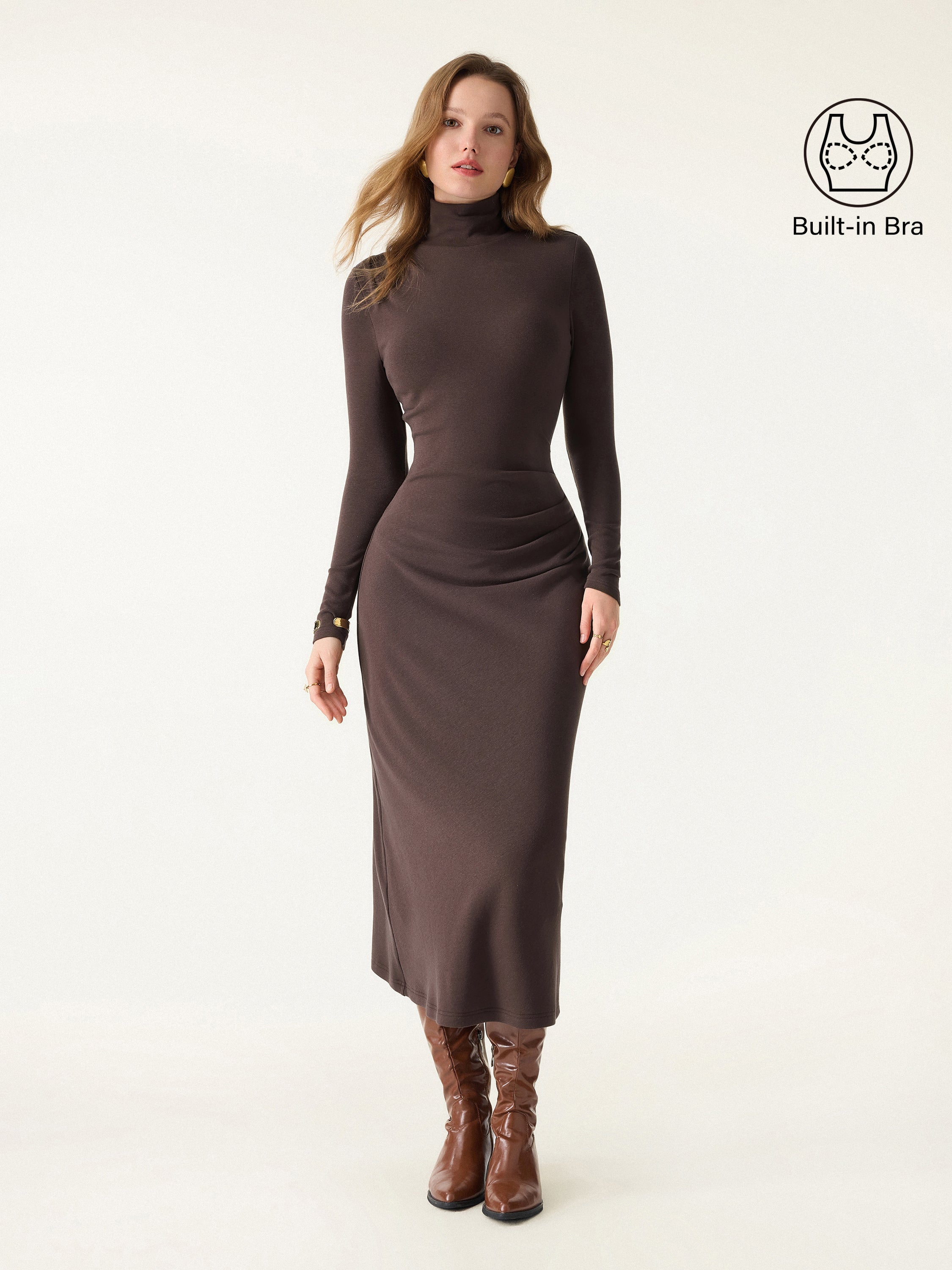 ProWarm Turtleneck Tucked Midi Brami Dress