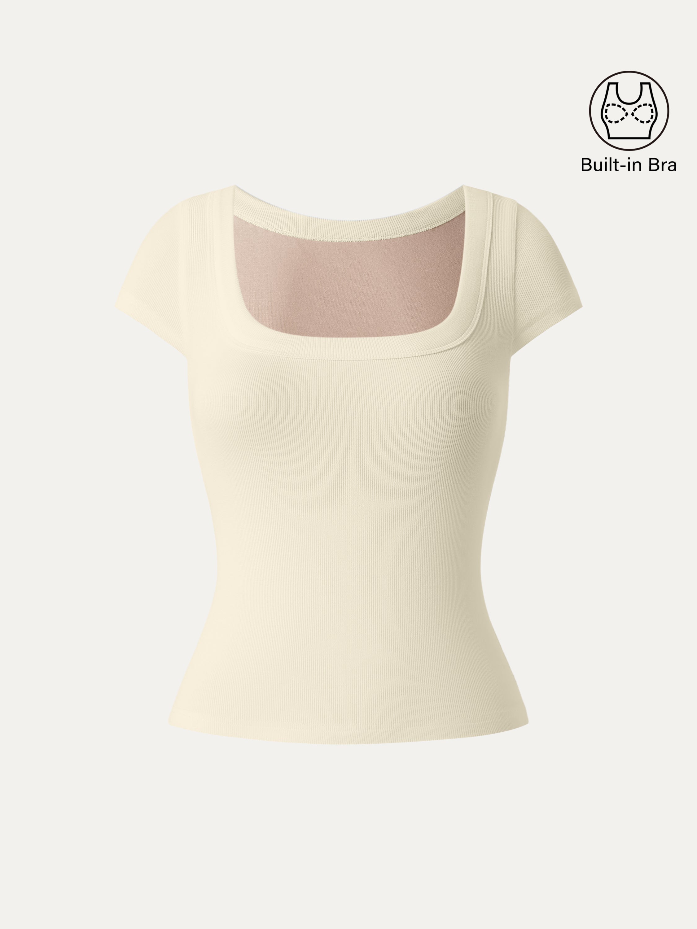 Stretch Cotton Square Neck Cap Sleeve Brami