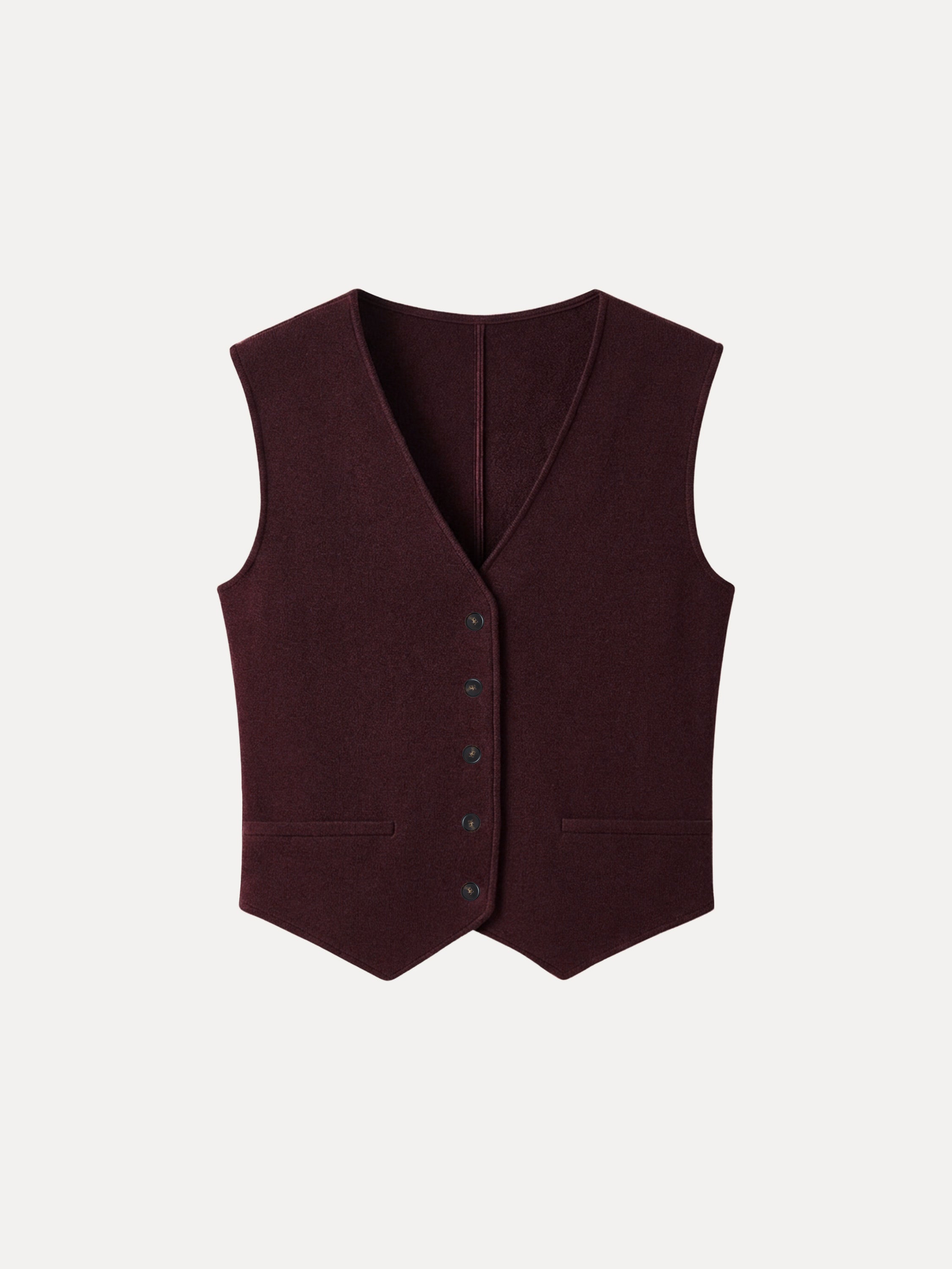 Brushed Warm V-neck Button Front Vest