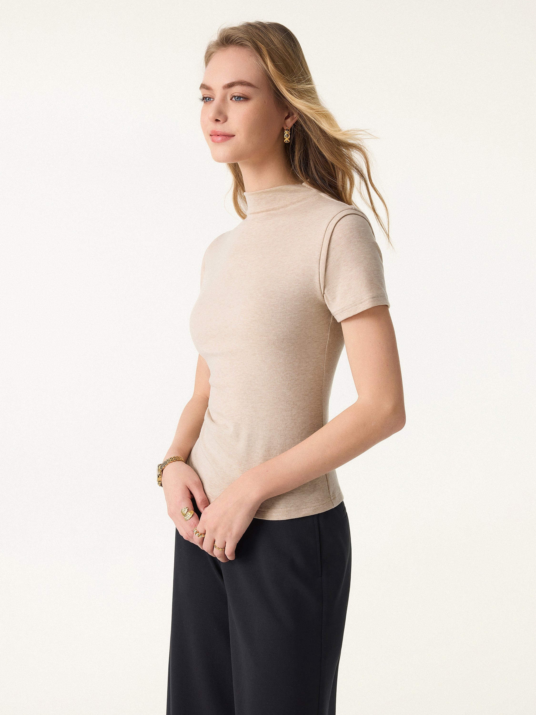 Lyocell Wool Mockneck Short Sleeve Brami