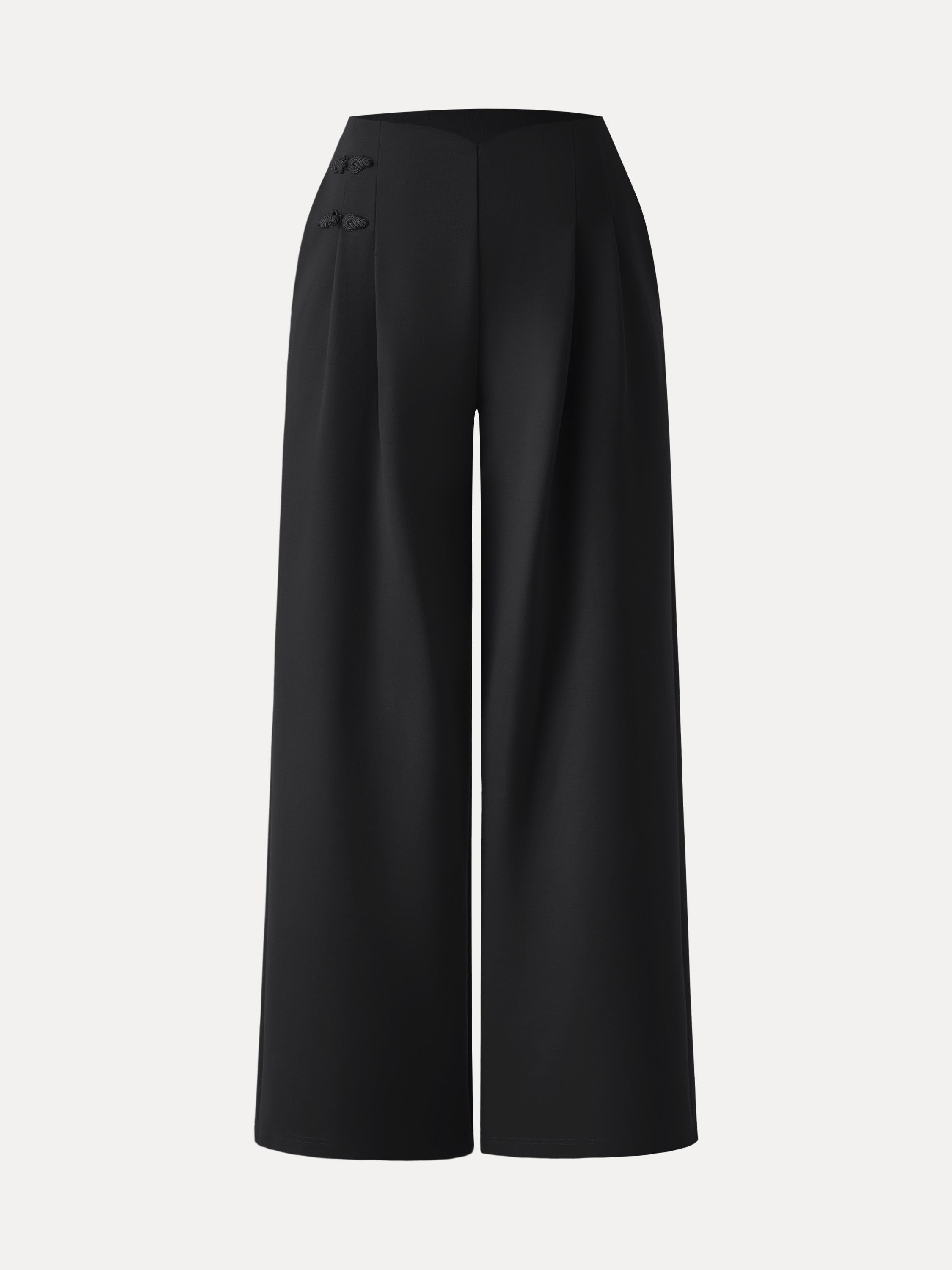 Statement Frog Button High Rise Wide Leg Pants with Pockets Limited Edition