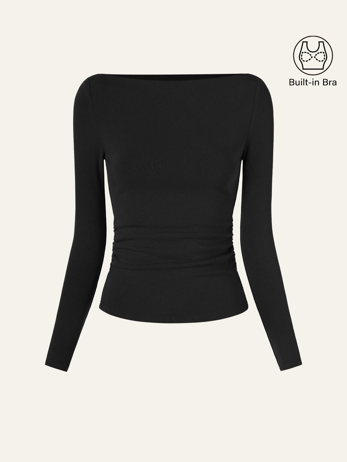 Modern Side Ruched Boatneck Brami Top