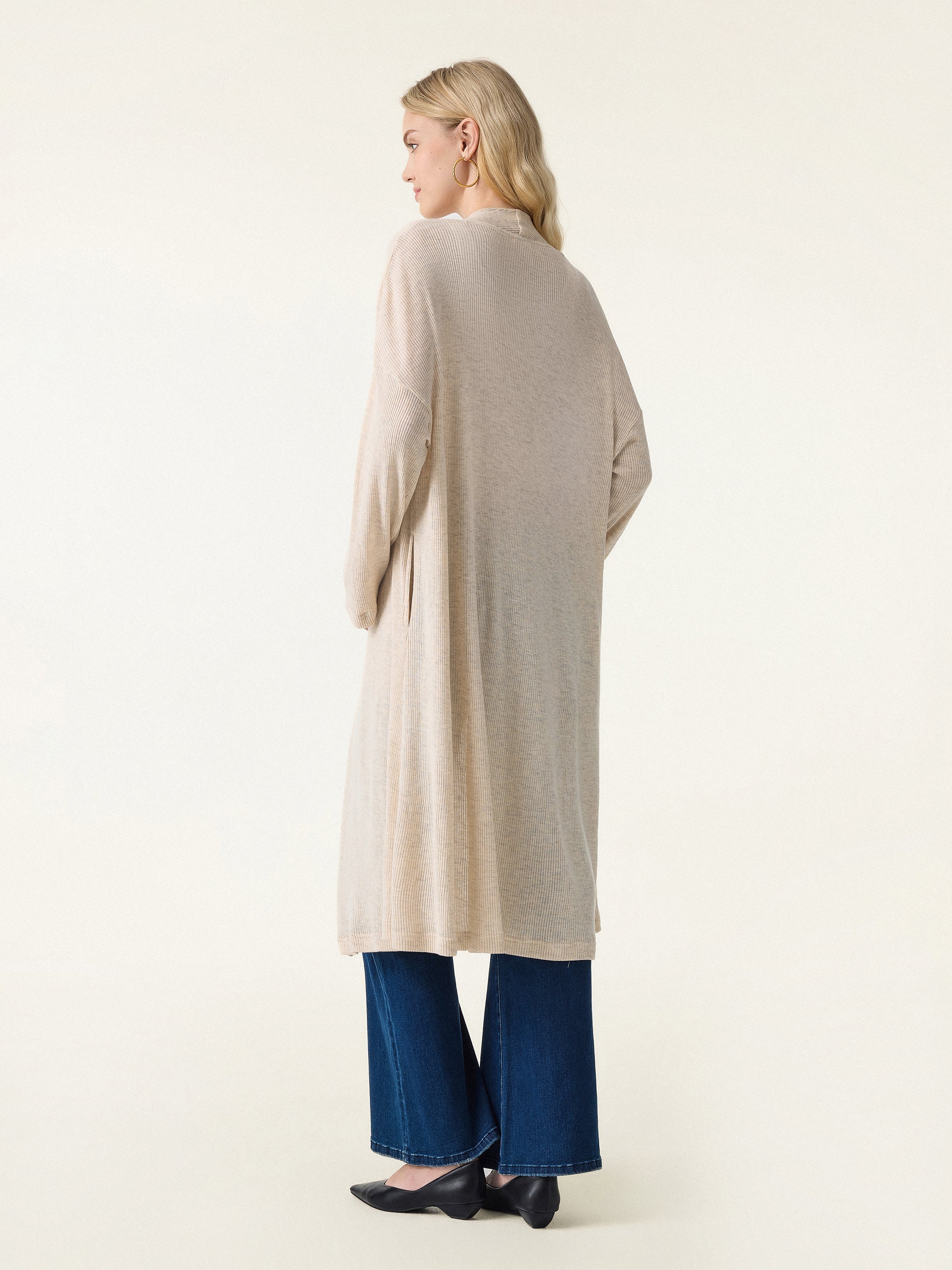 Soft Drape Open Front Cardigan with Pockets