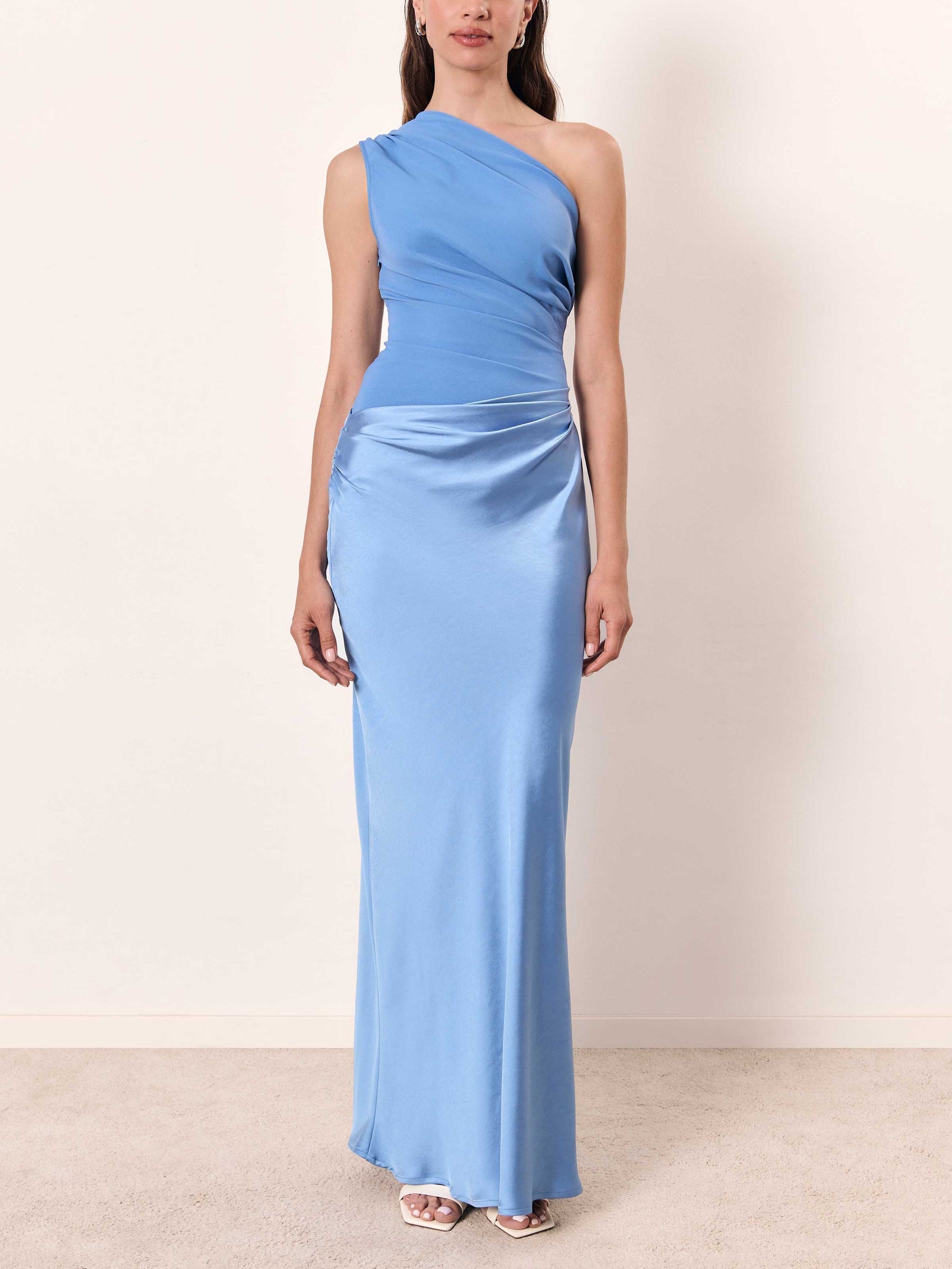 Anita™ | Elegant One Shoulder Neck Pleated Party Maxi Dress