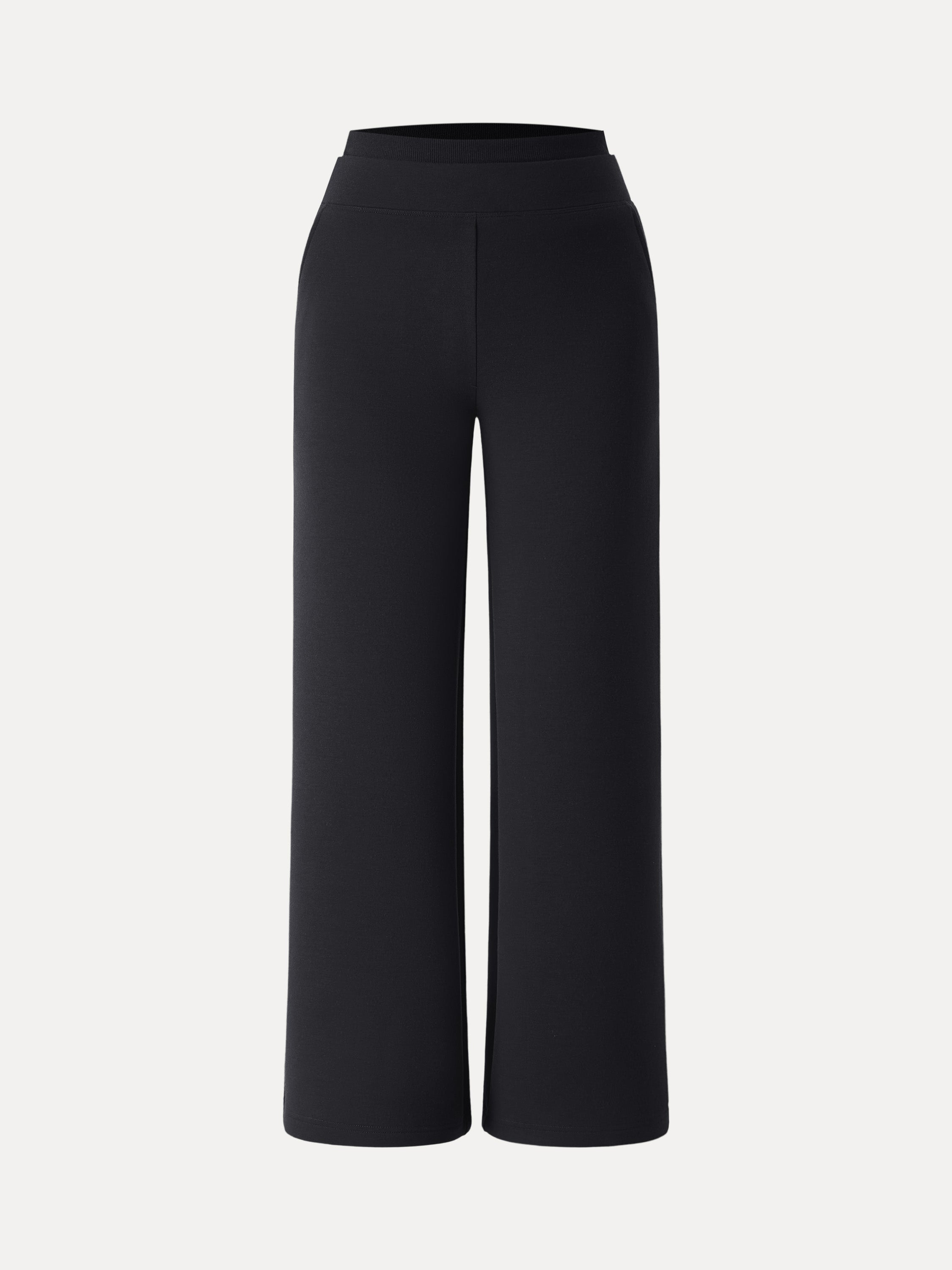 Double Waistband Straight Leg Pants with Pockets