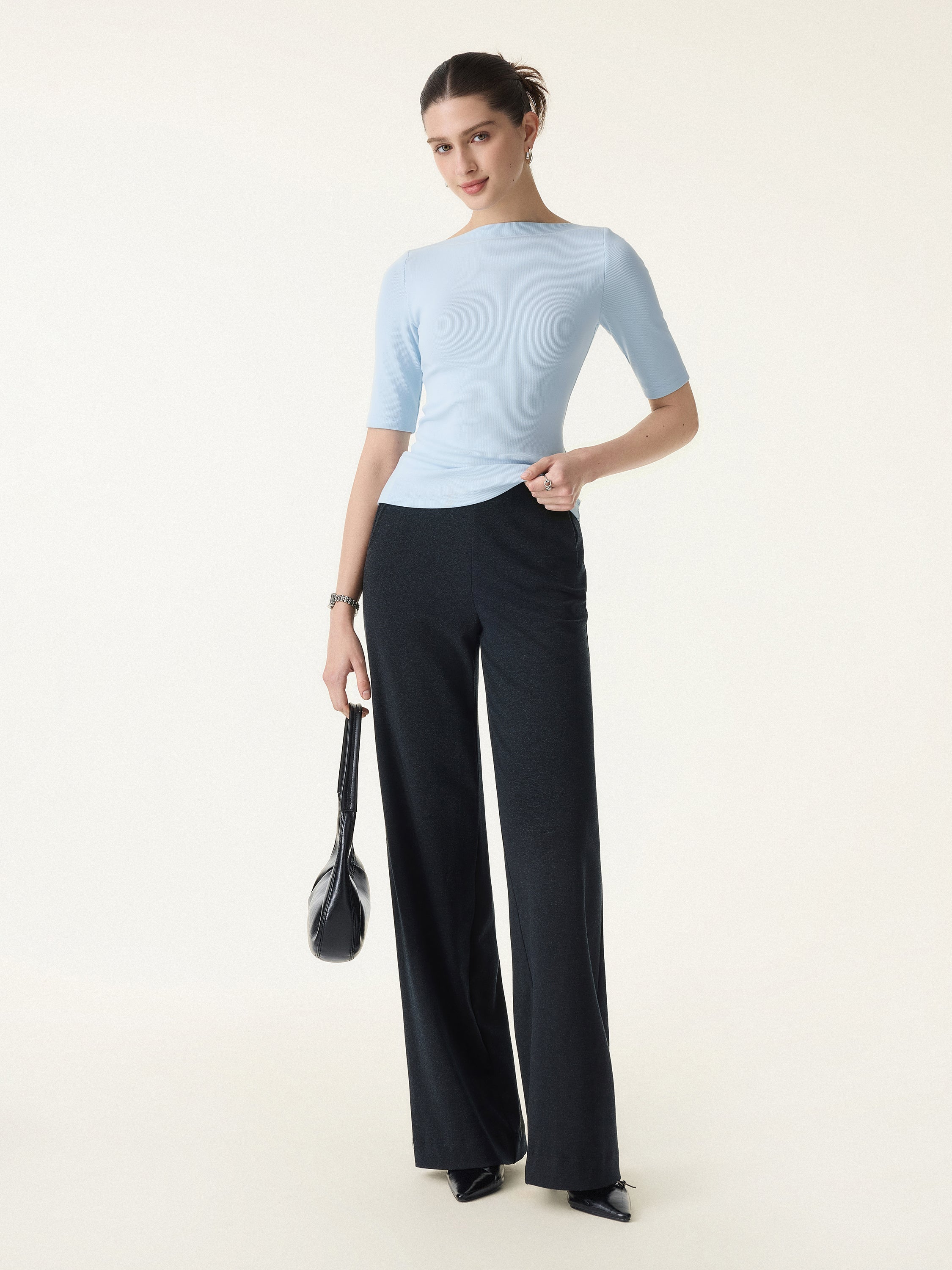 Cotton Viscose Slash Neck 3/4 Sleeves Brami