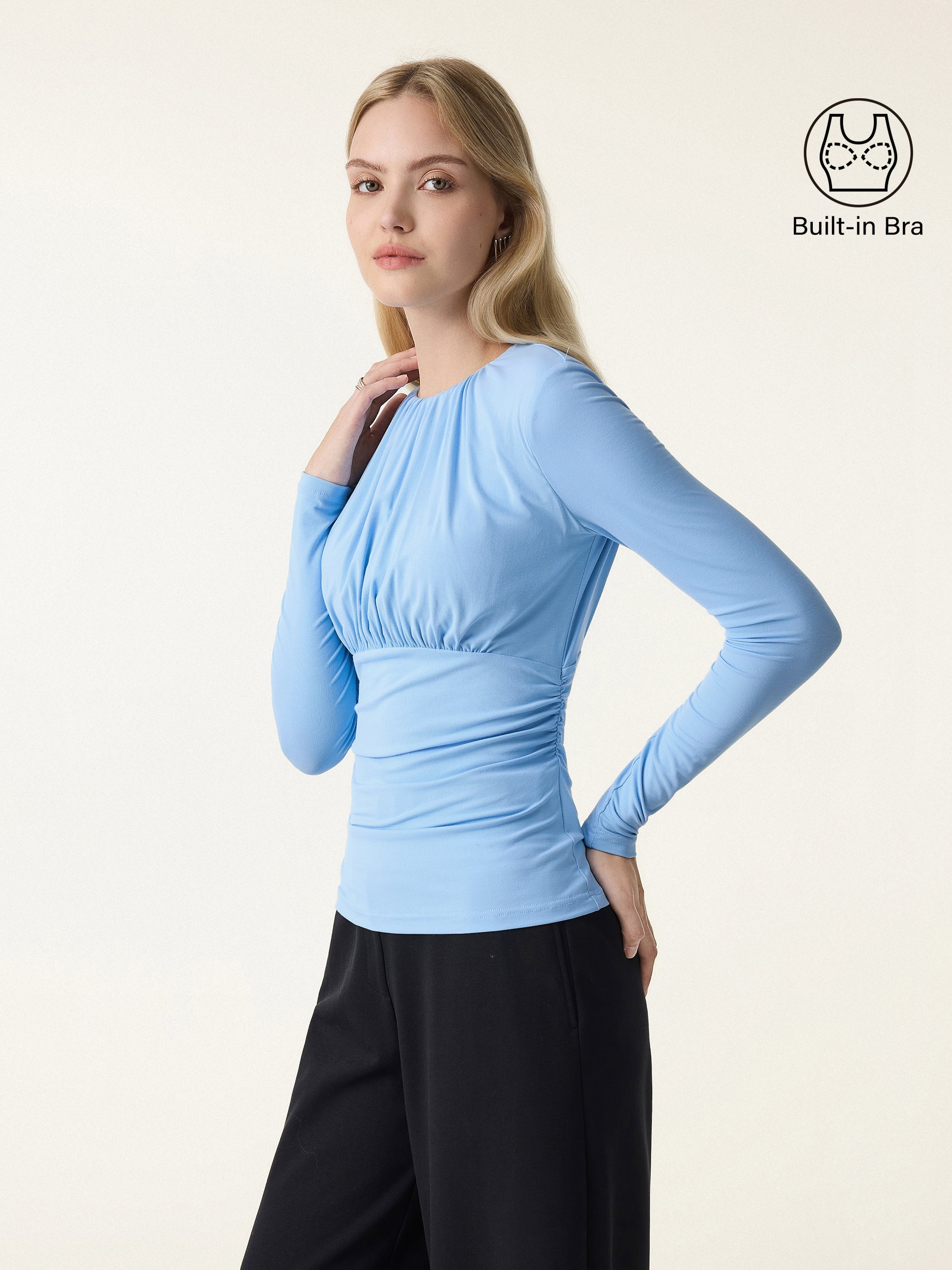 SkinKiss Round Neck All-over Ruching Brami