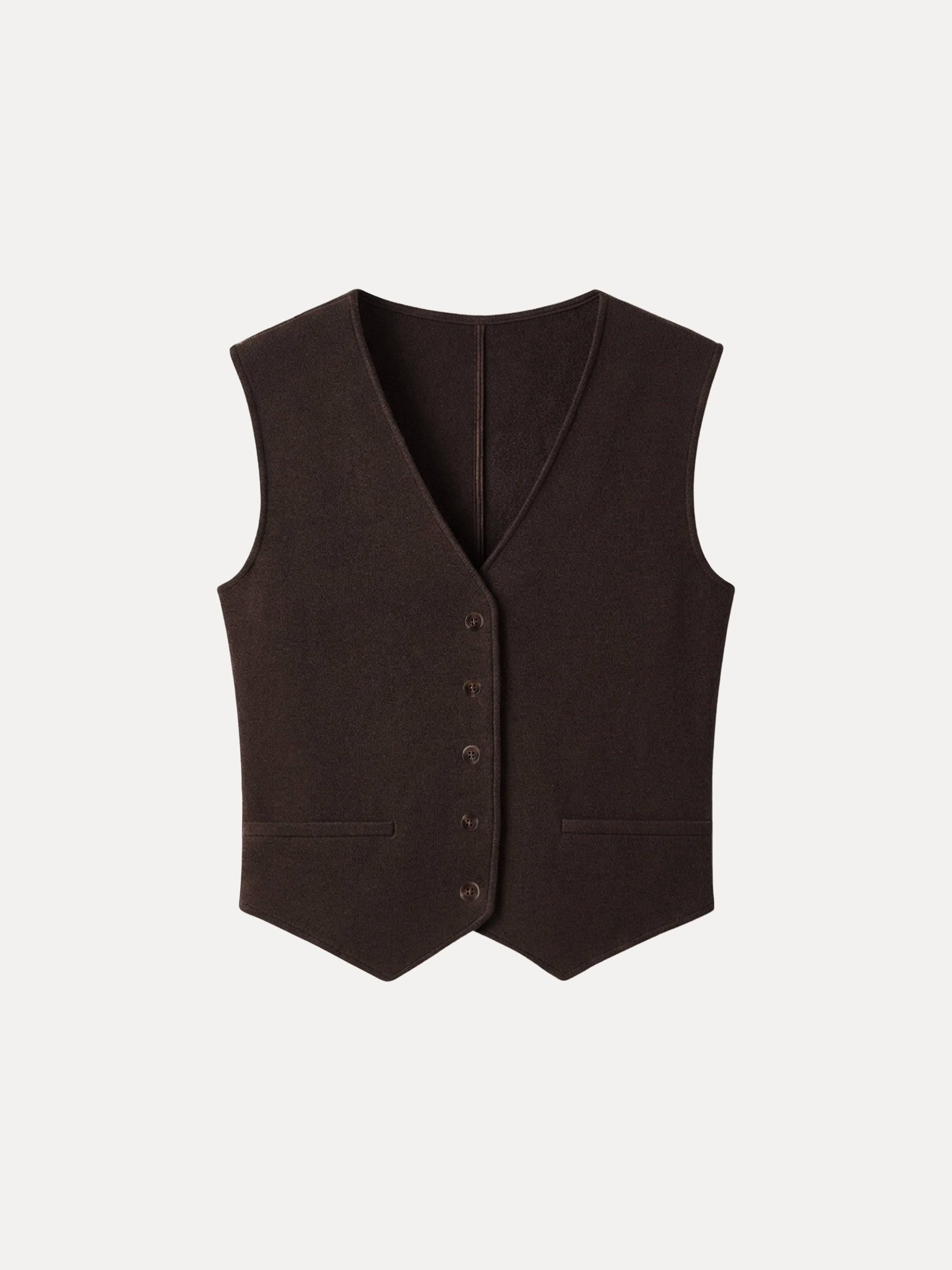 Brushed Warm V-neck Button Front Vest