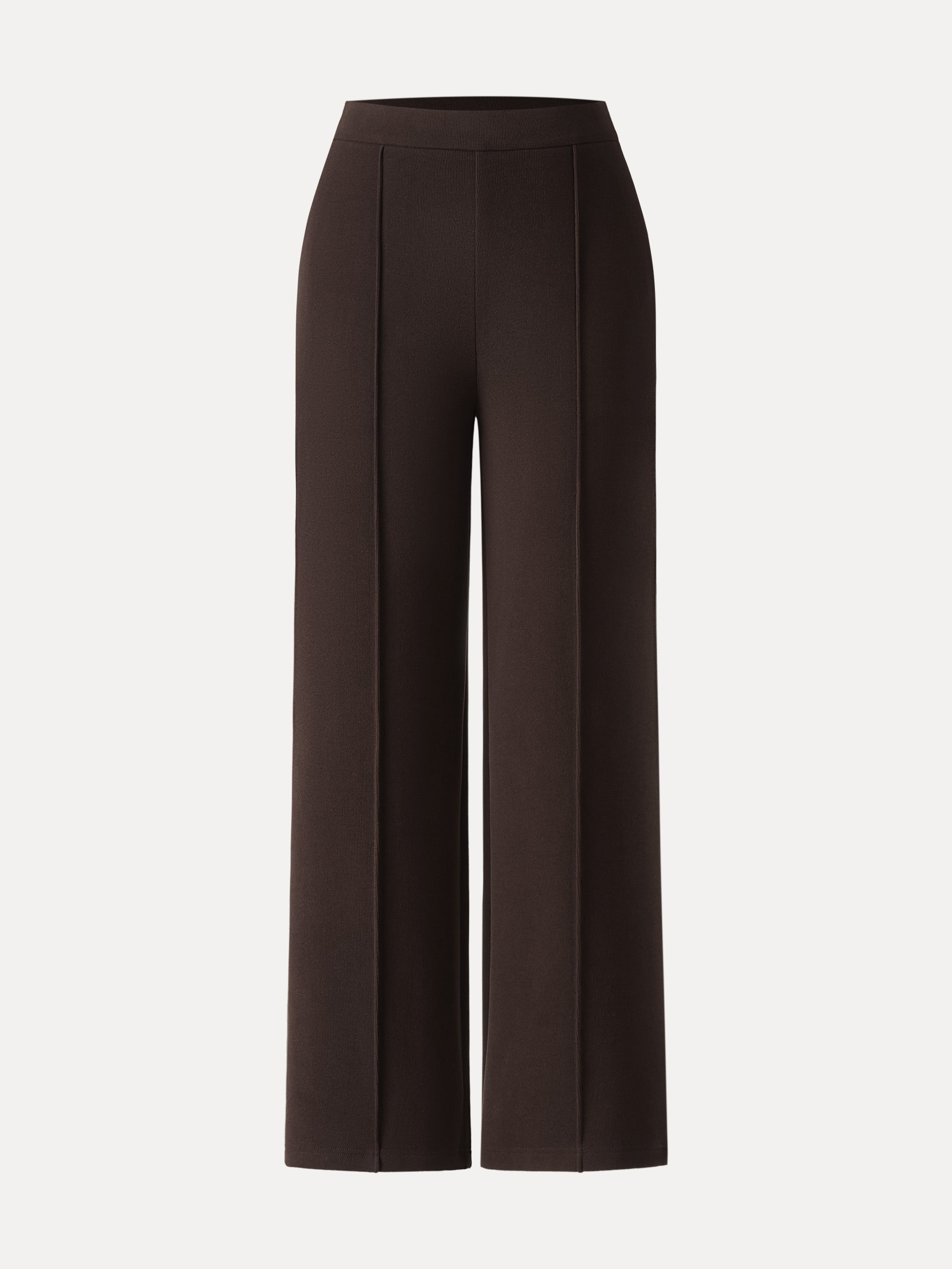 Brushed Warm High Rise Pintuck Straight Leg Pull-on Pants