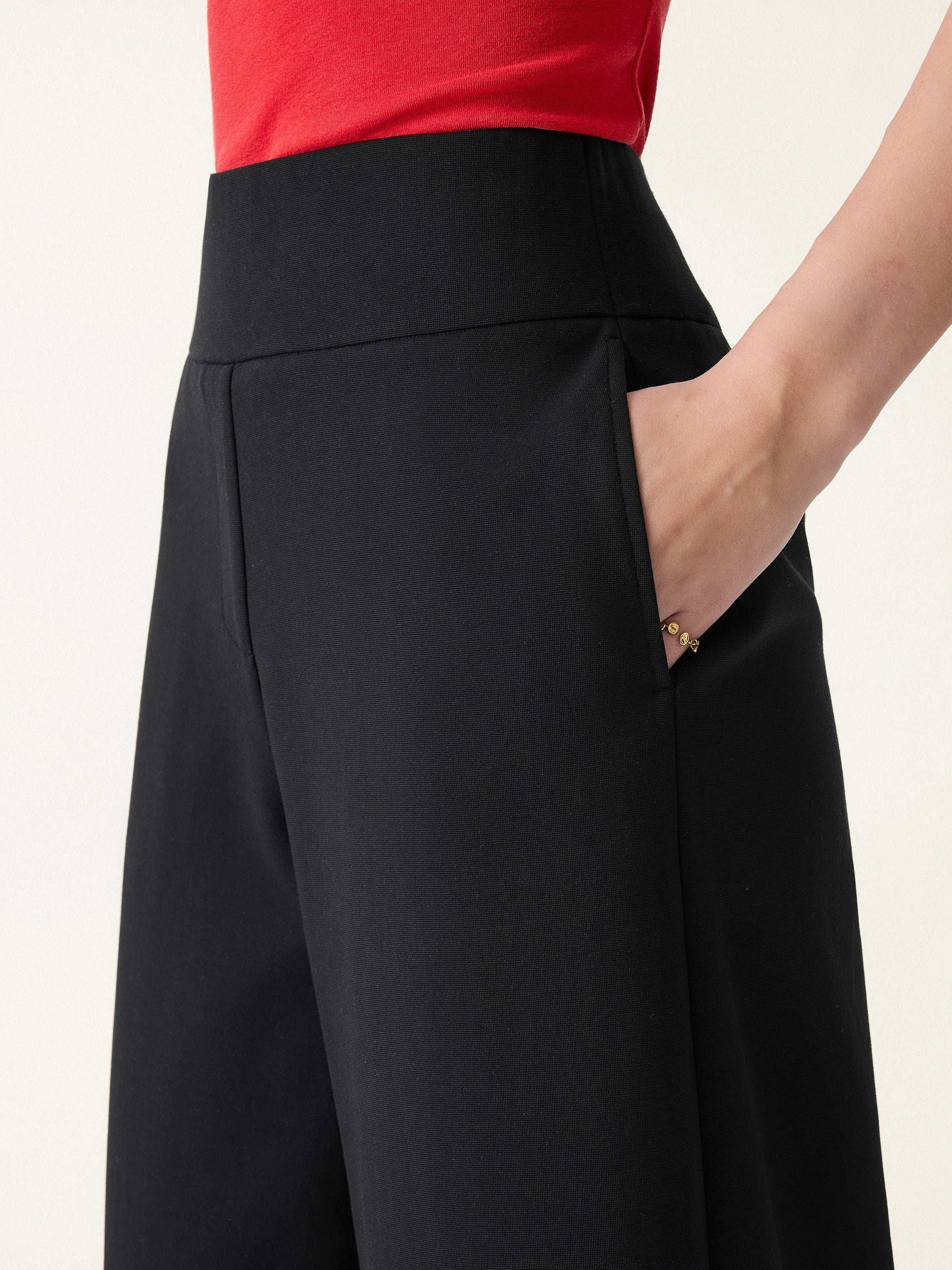 Cotton Blend High Rise Culottes with Pockets