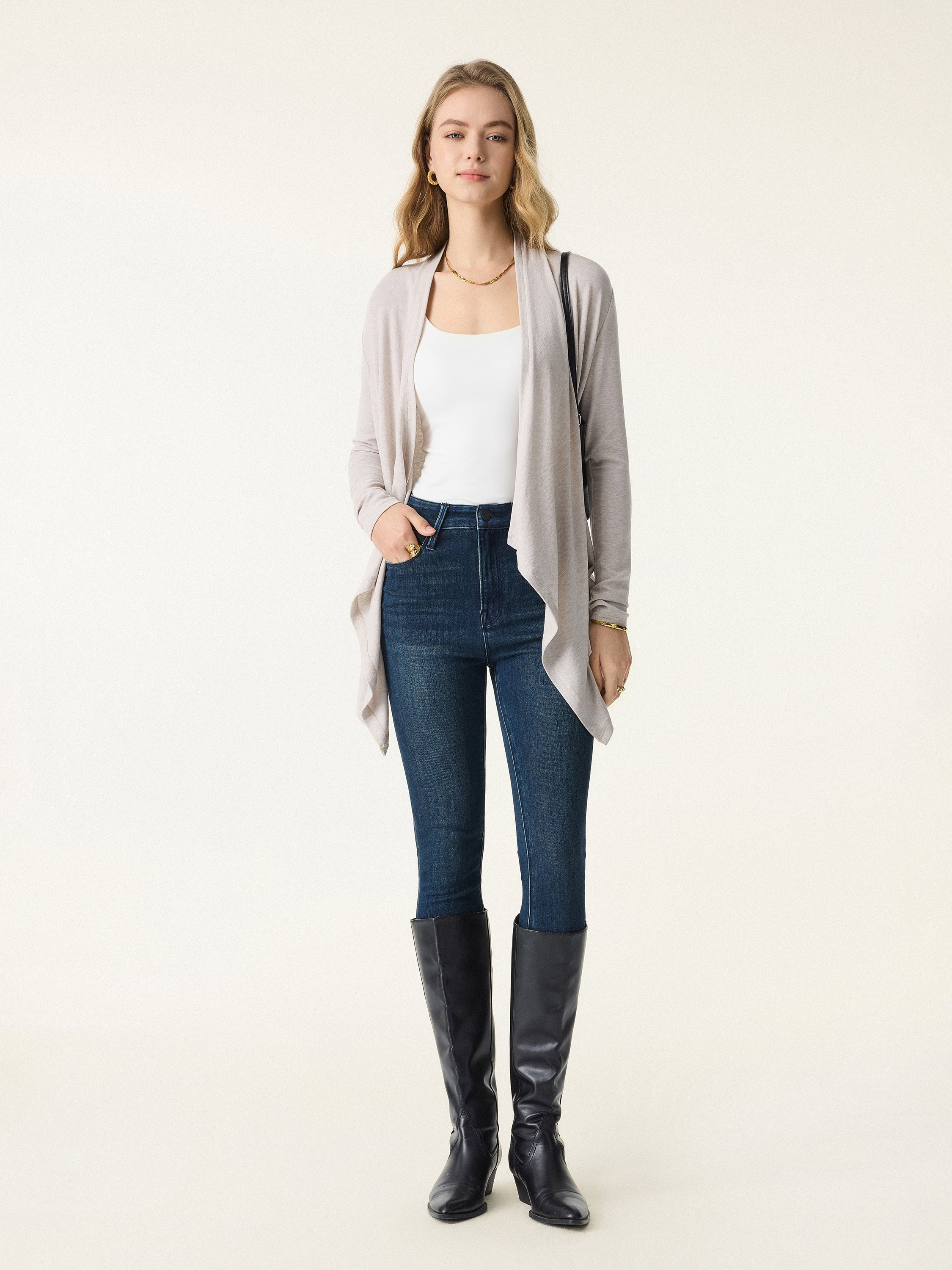 Soft Lyocell Wool Fluid Drape Cardigan
