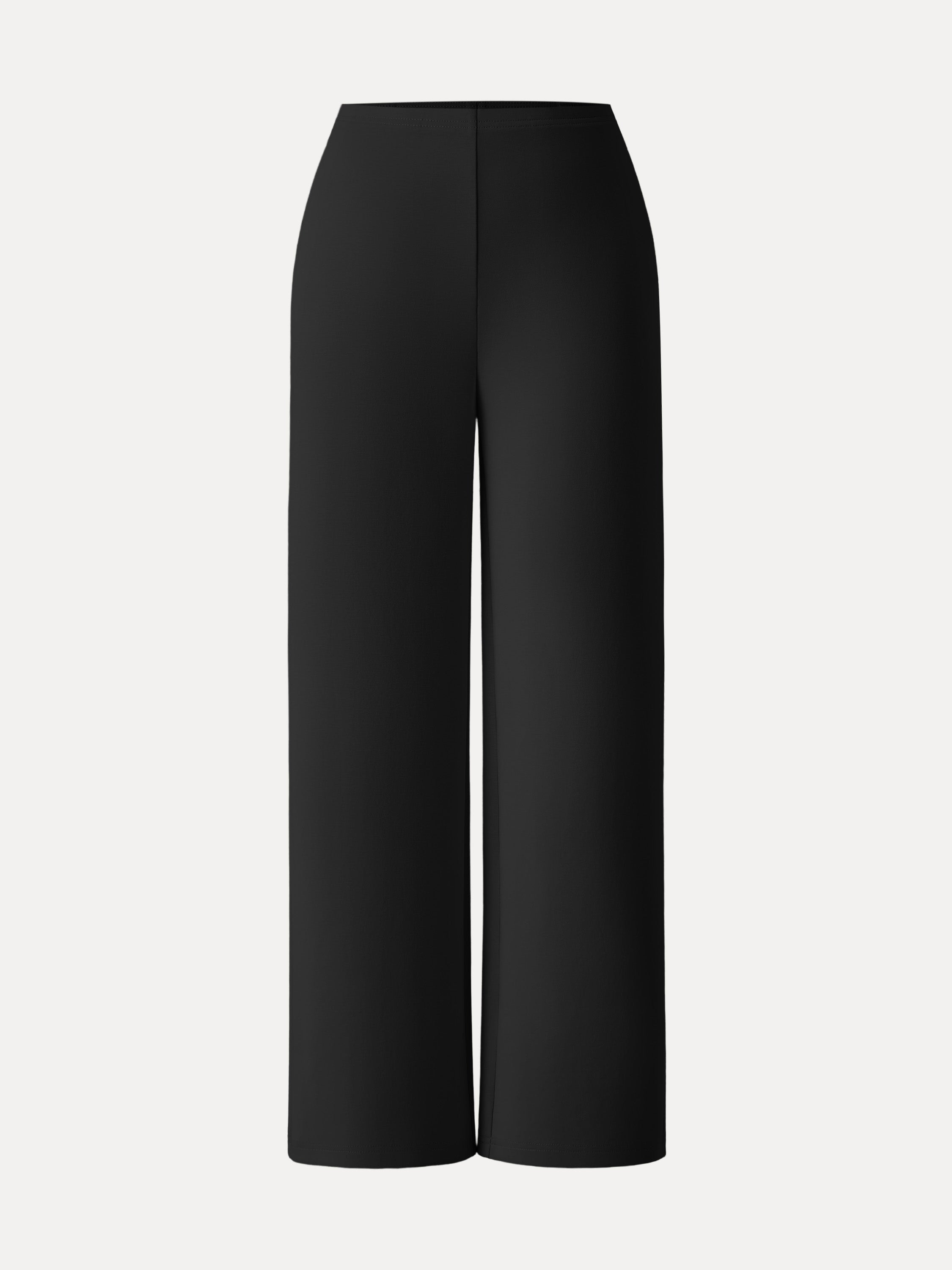 Stretch Cotton Blend Mid Rise Straight Leg Pants with Pockets