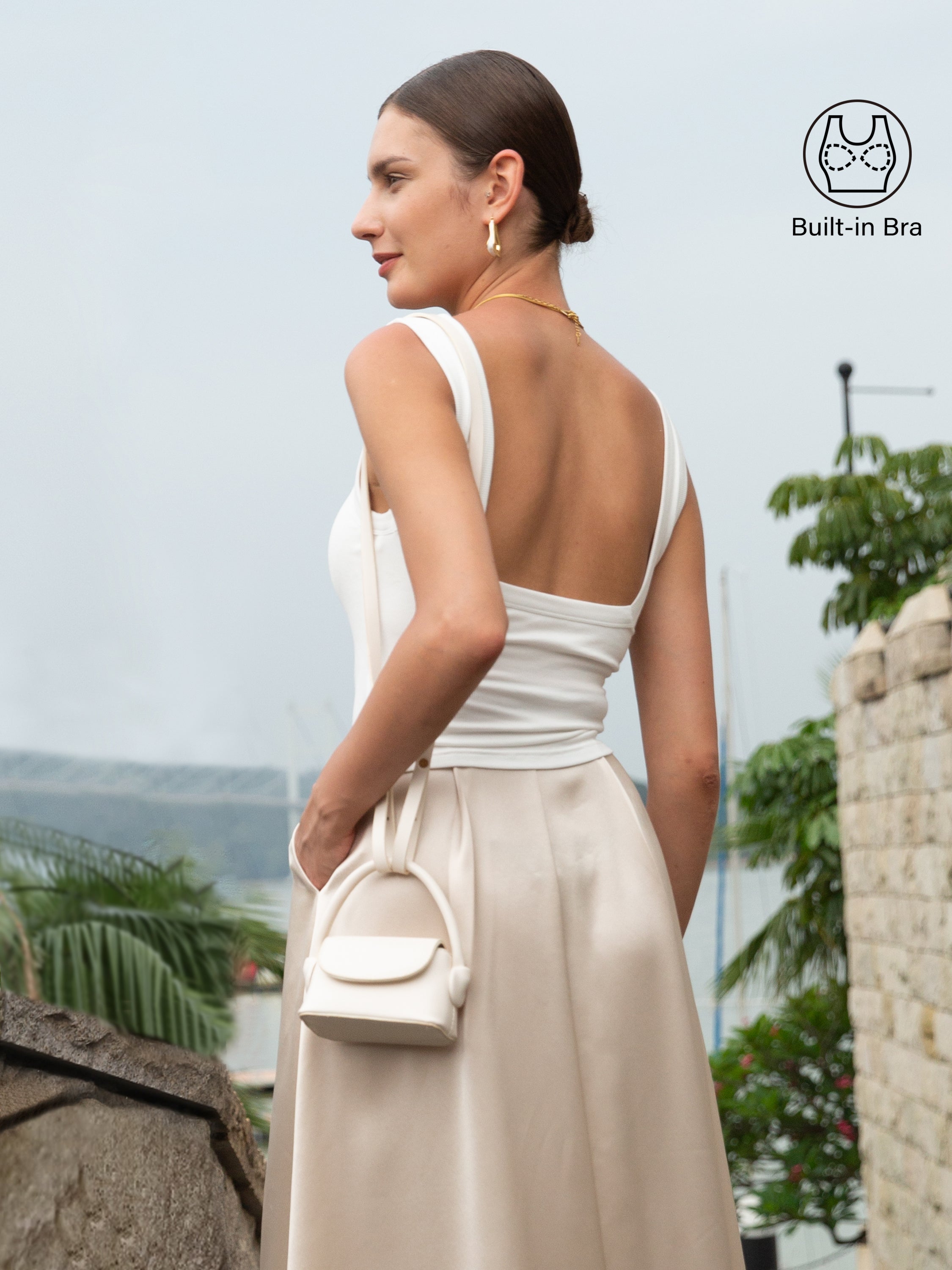 Slinky Square Open-Back Brami Tank Top