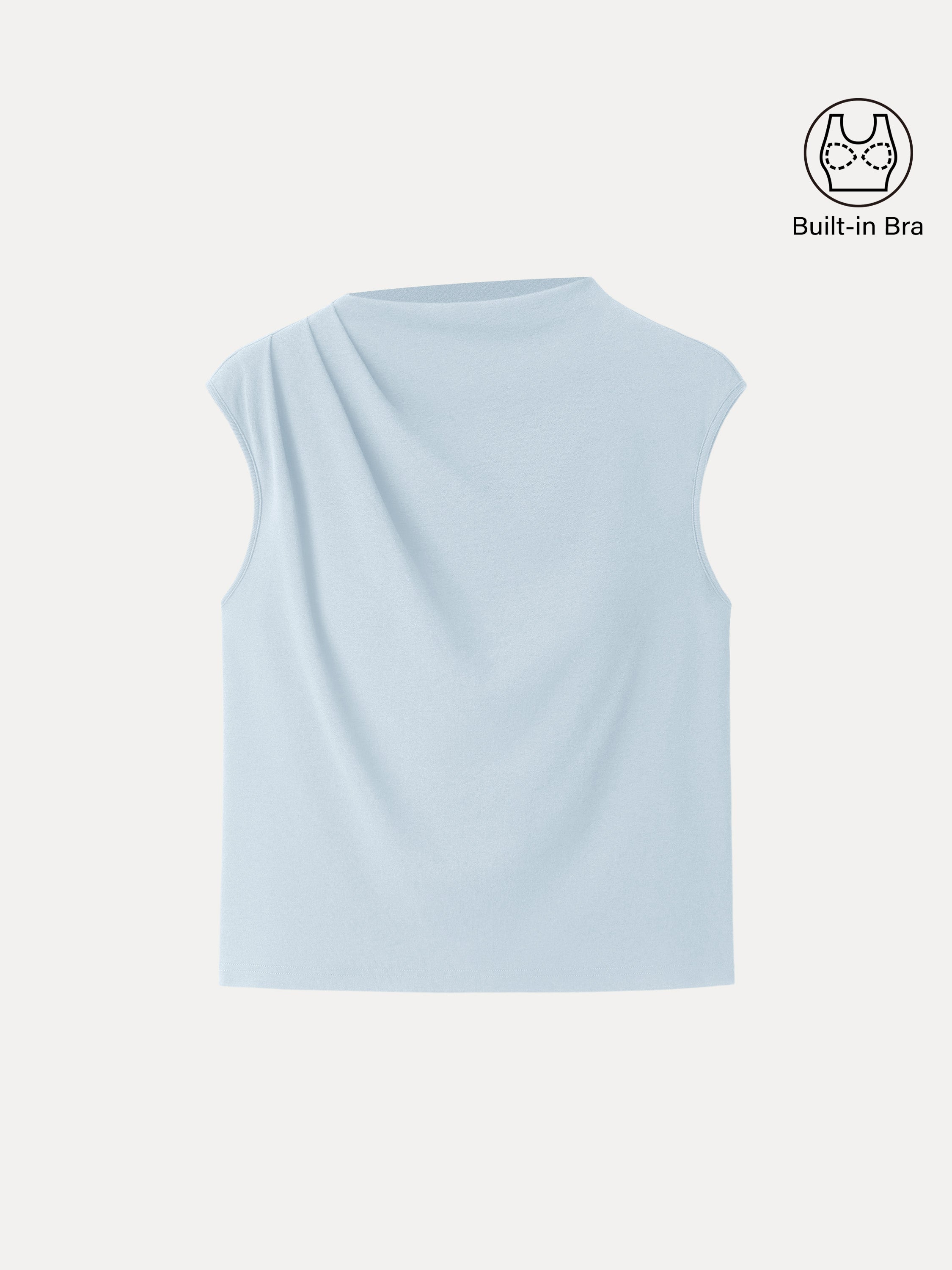Cotton Lyocell Mockneck Tucked Sleeveless Brami