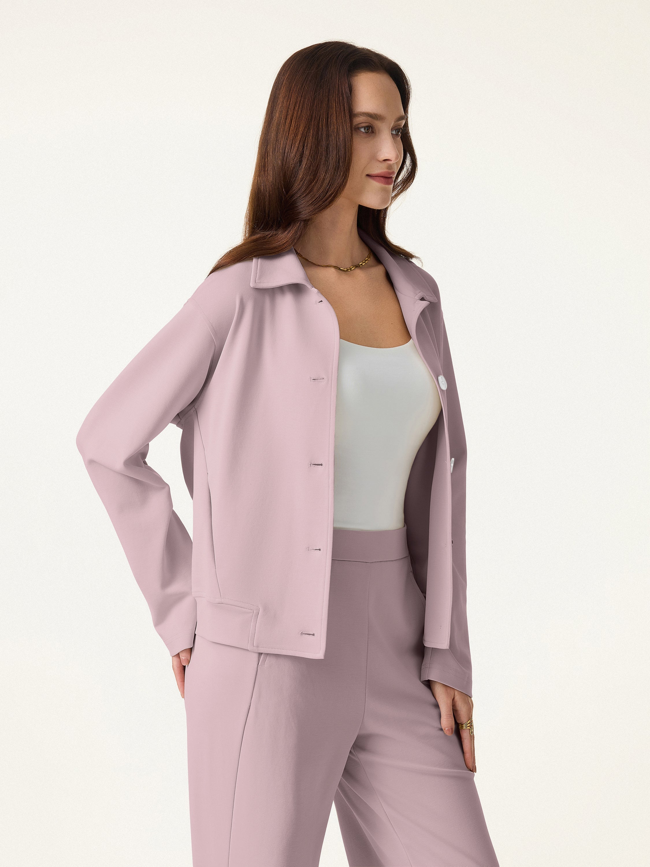 Modal Blend Comfy Collared Button-Front Jacket