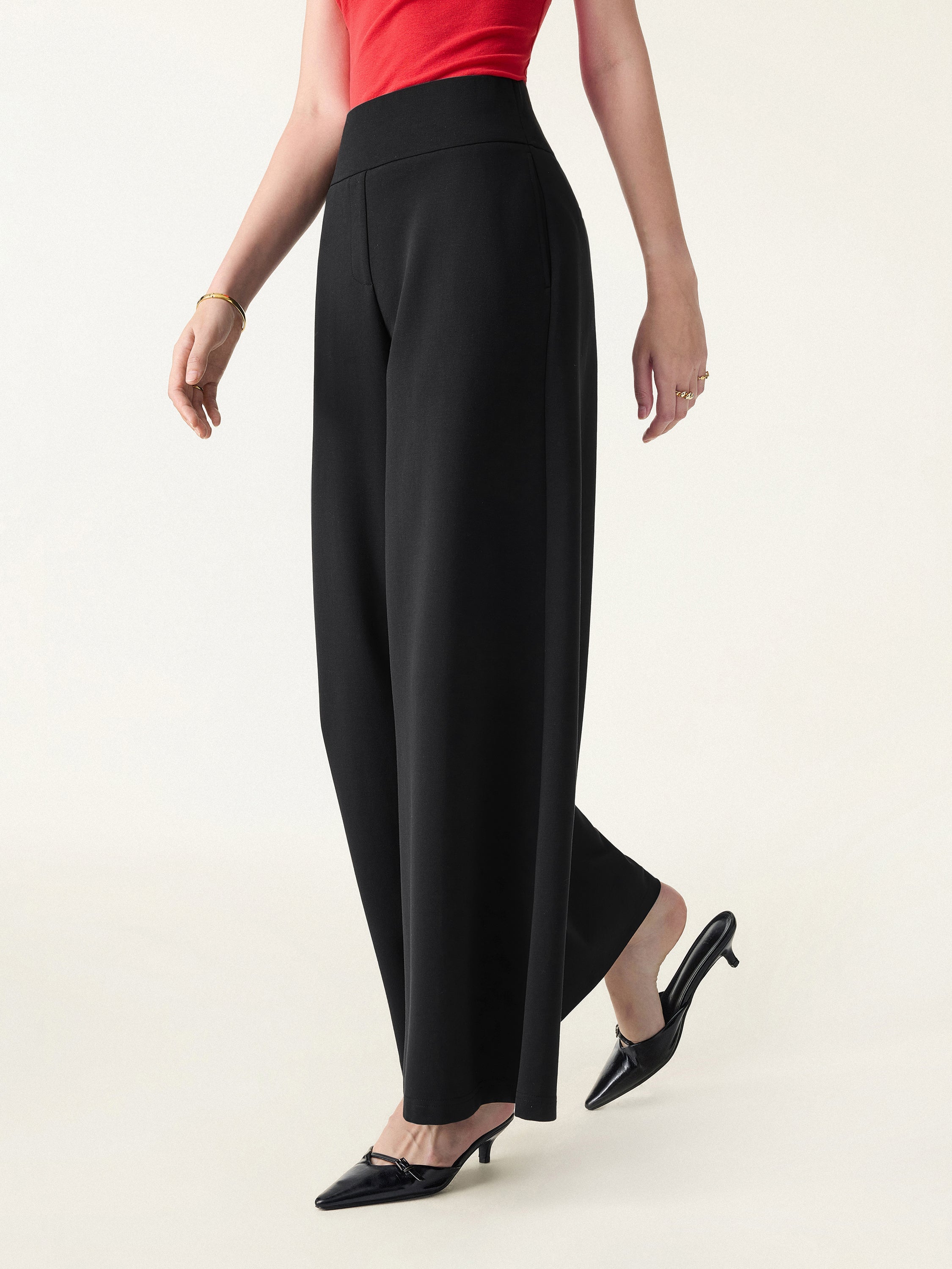 Cotton Blend High Rise Culottes with Pockets