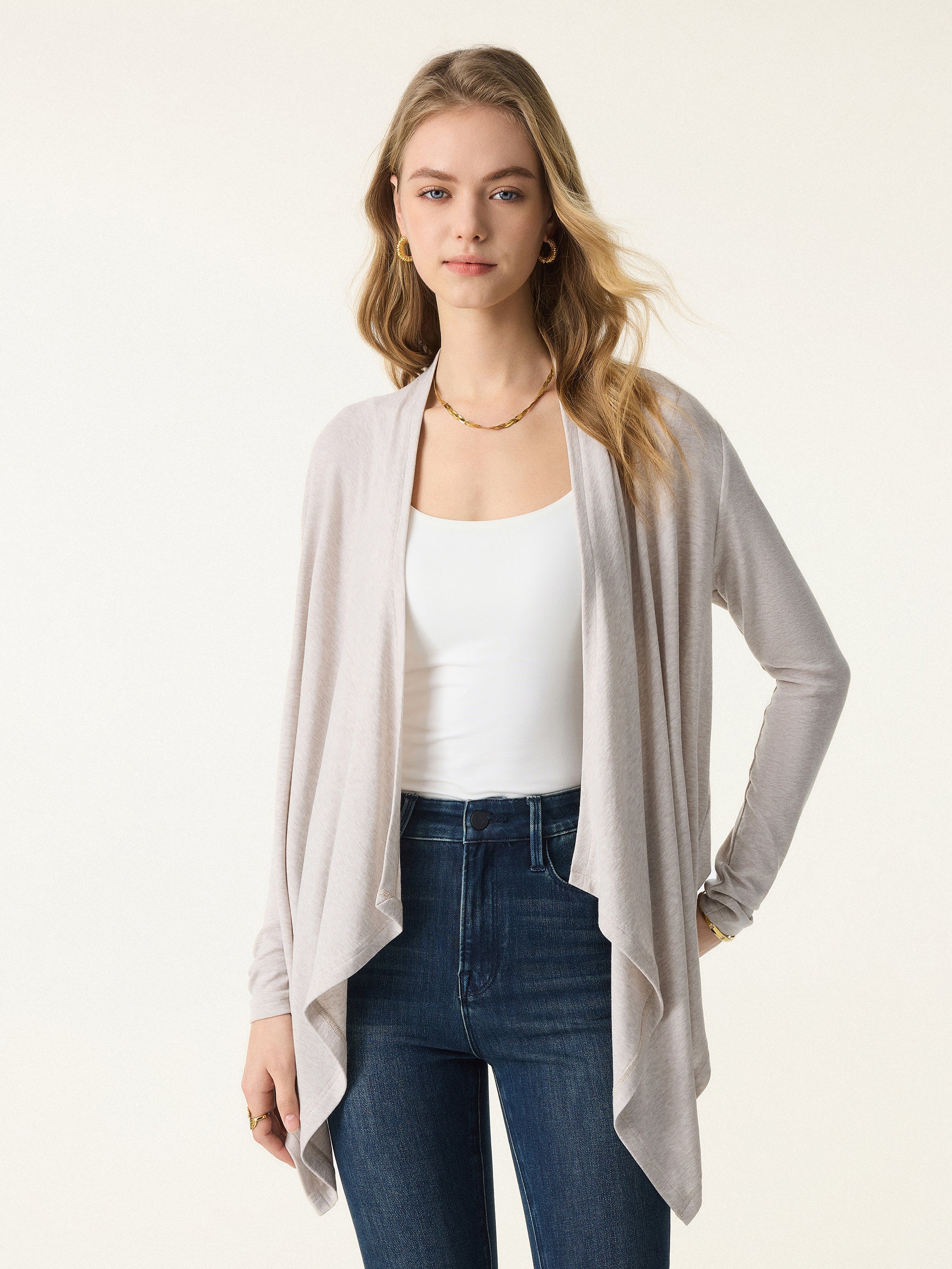 Soft Lyocell Wool Fluid Drape Cardigan