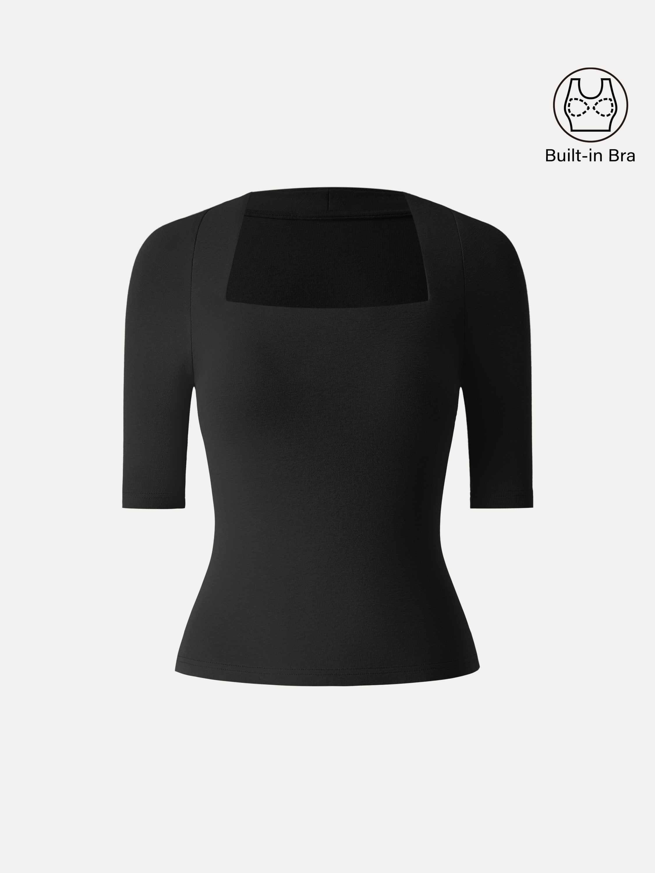 Cotton Lyocell Trapeze Neck Elbow Sleeve Brami