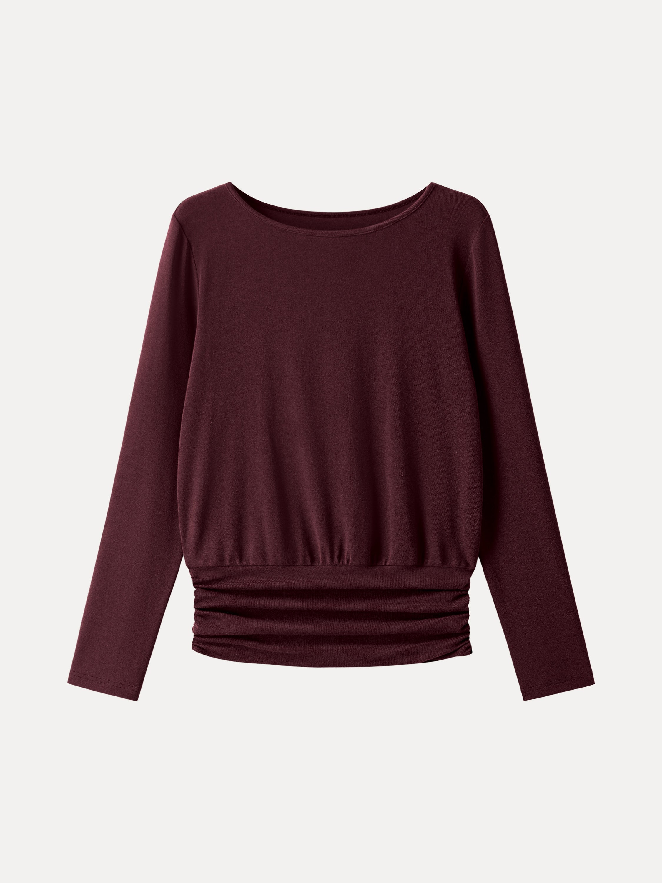 Light Warm Round Neck Side Ruched Top