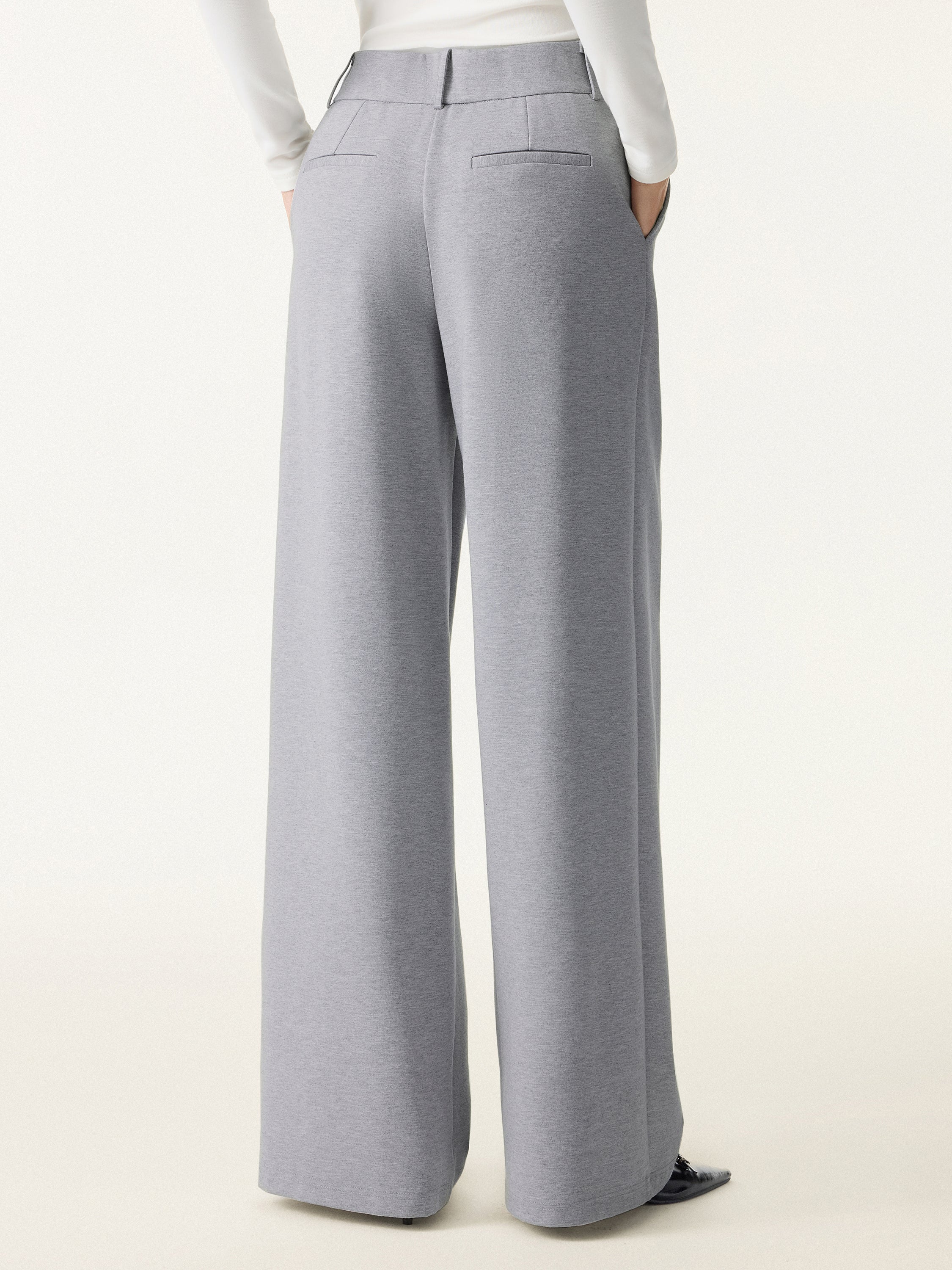 Wrinkle-Resistant Stretchy High Rise Wide Leg Pants with Pockets
