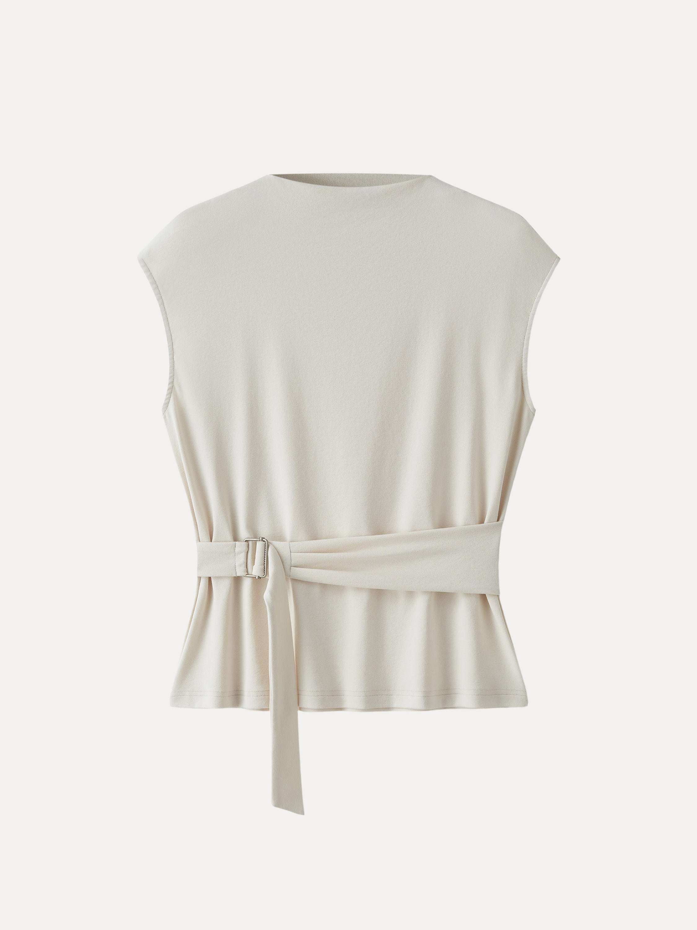 Cotton Lyocell Waist-Defined Cap Sleeve Top