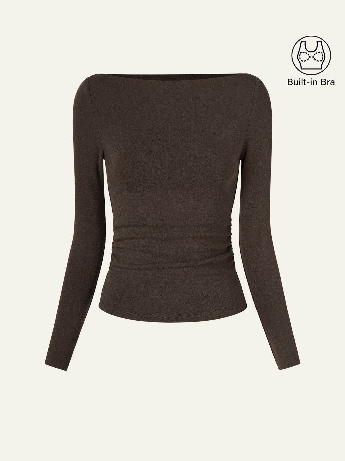 Modern Side Ruched Boatneck Brami Top