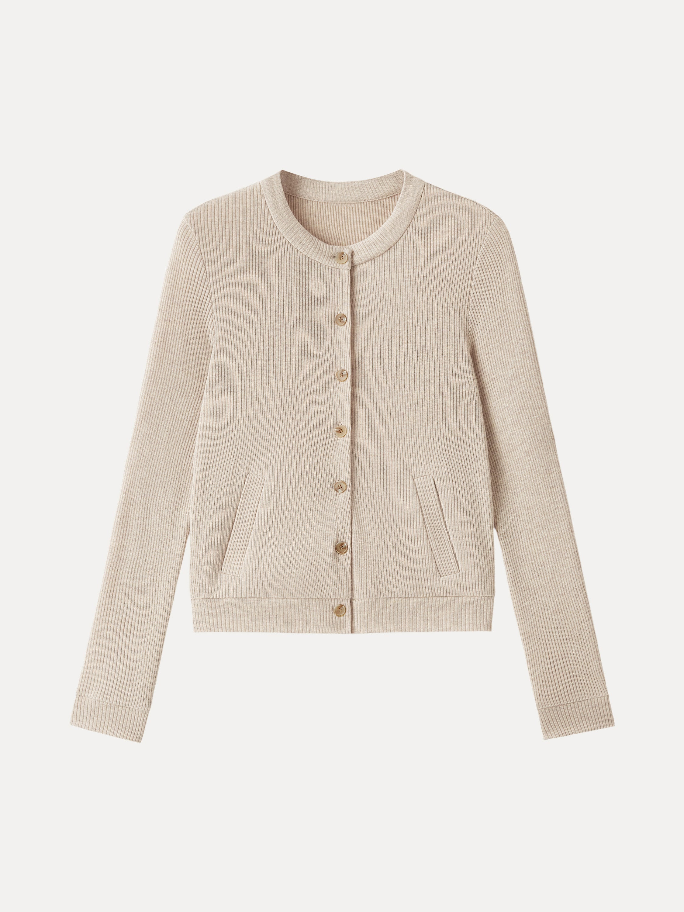 Relaxed Fit Round Neck Button Front Cardigan