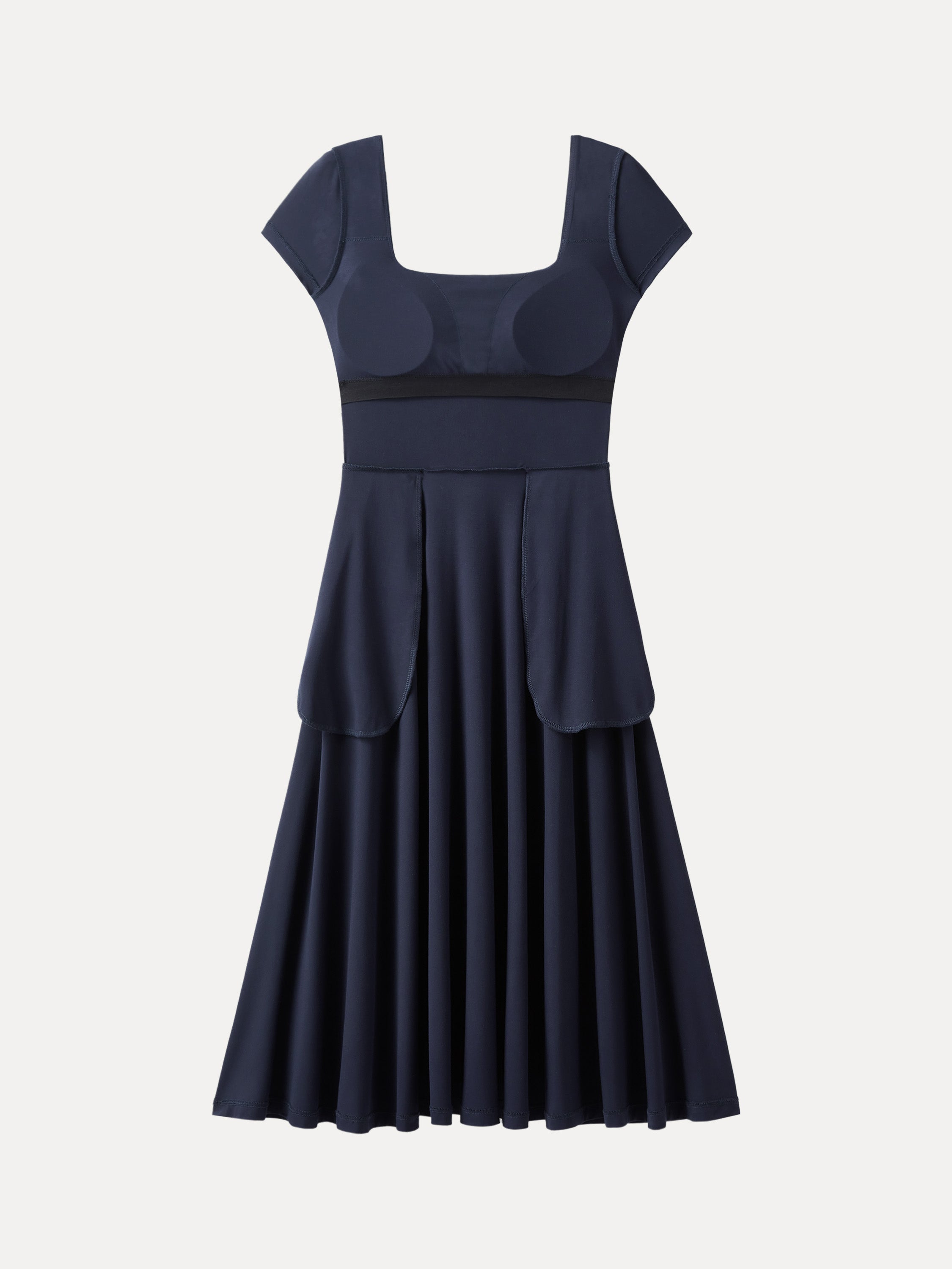 Flowy Square Neck Short Sleeve Midi Brami Dress
