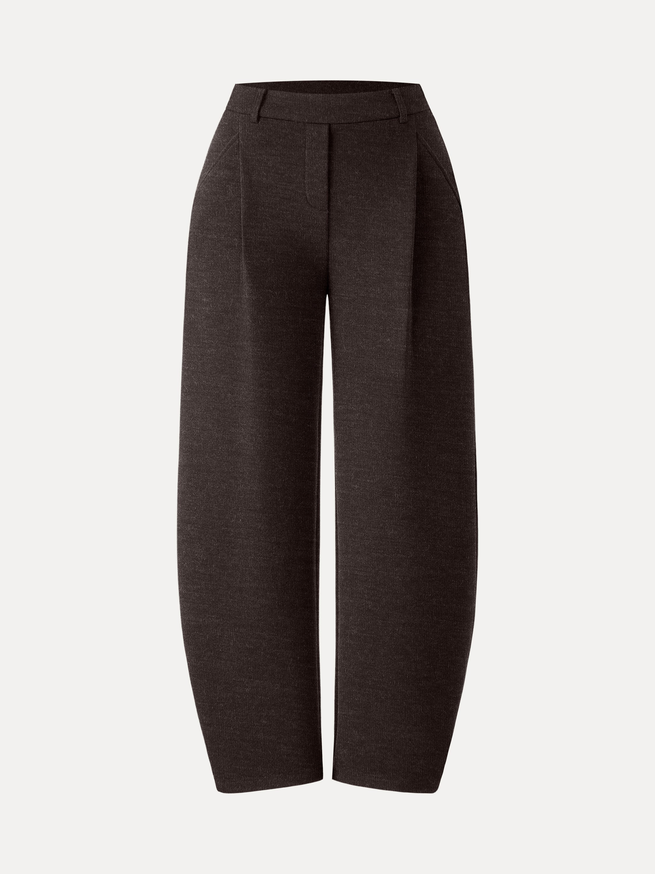 Cozy Knit Mid Rise Barrel Leg Pull-on Pants