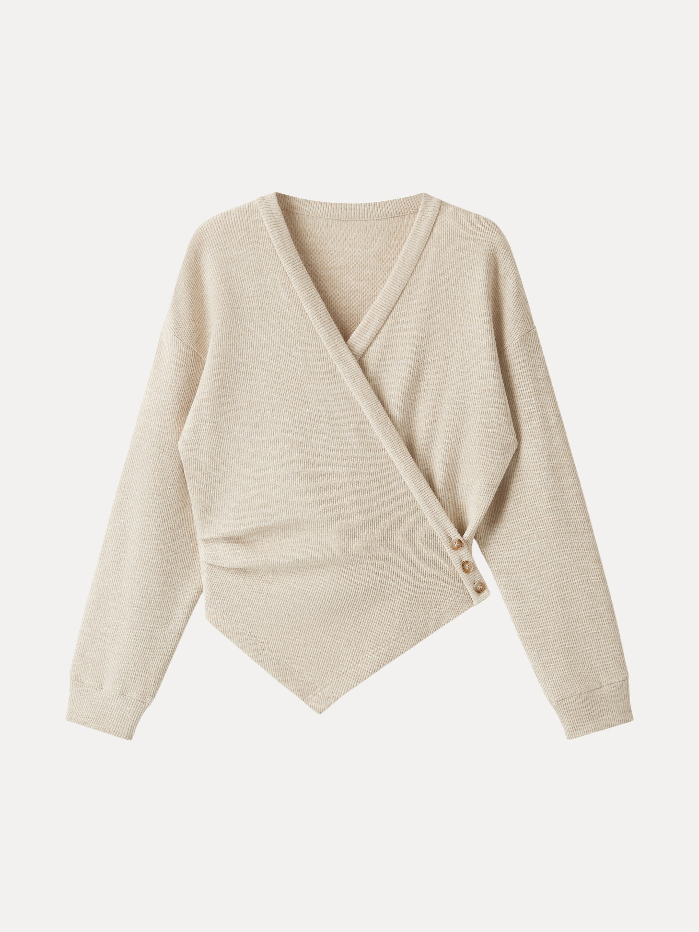 Cozy Knit Buttoned Wrap Cardigan